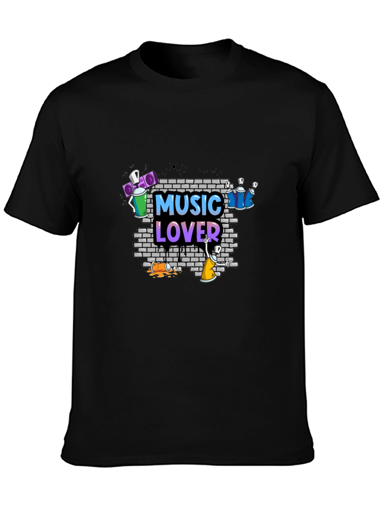 Music Lover Graphic Tee - Black Casual Shirt