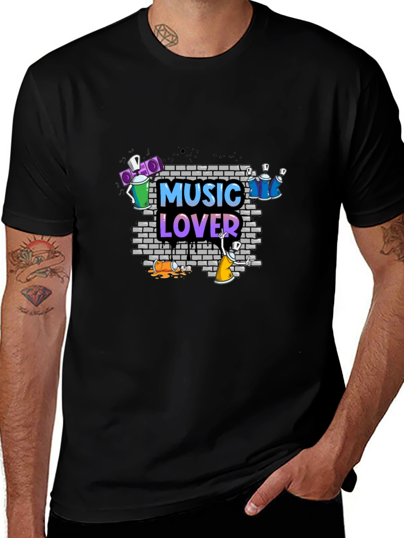 Music Lover Graphic Tee - Black Casual Shirt