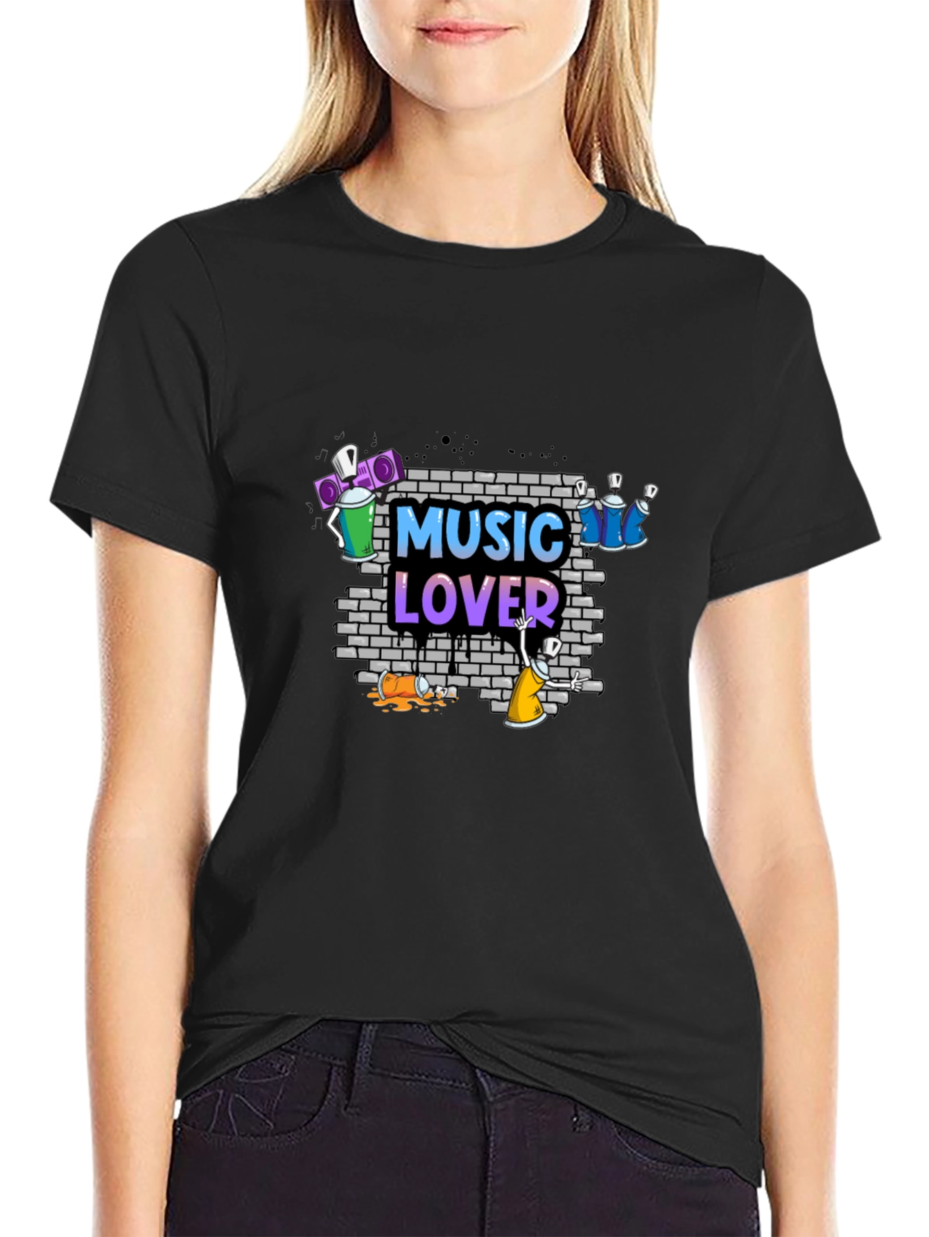 Music Lover Graphic Tee - Black Casual Shirt