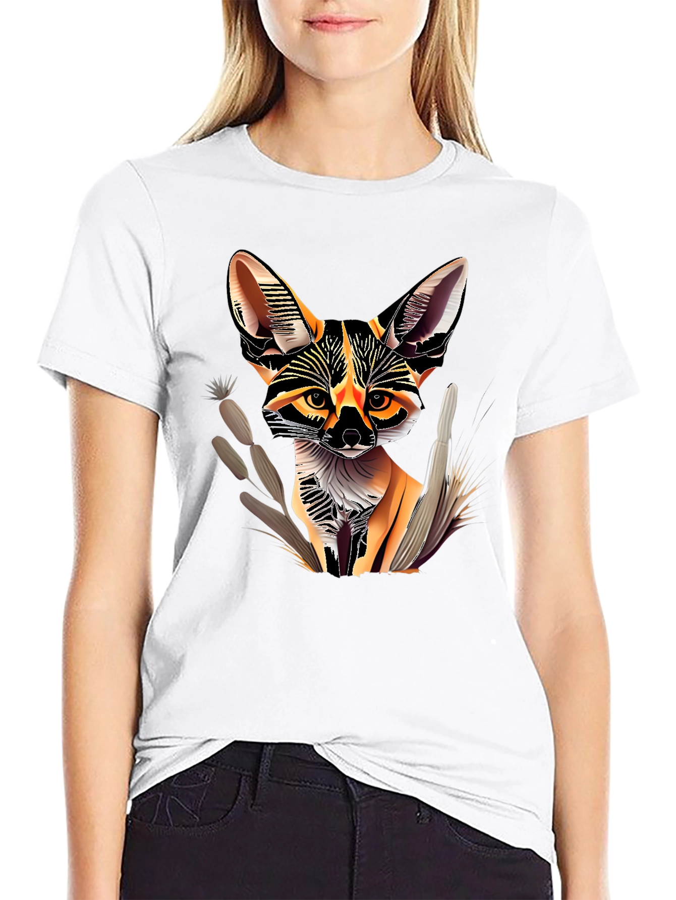 Fennec Fox Graphic T-Shirt - Stylish Animal Print Tee
