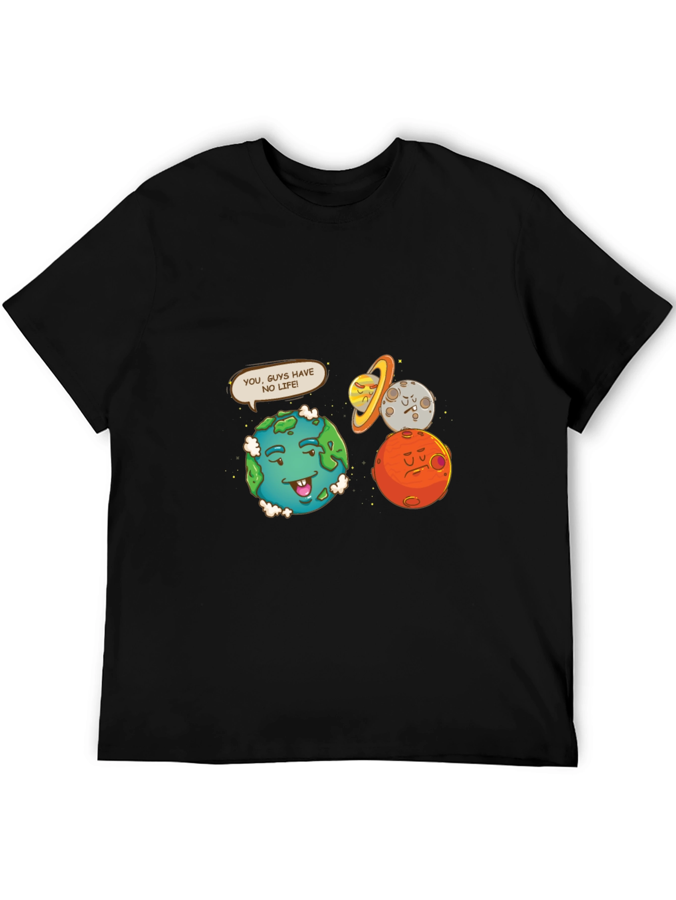 Funny Planet Graphic Tee - No Life Earth Cartoon