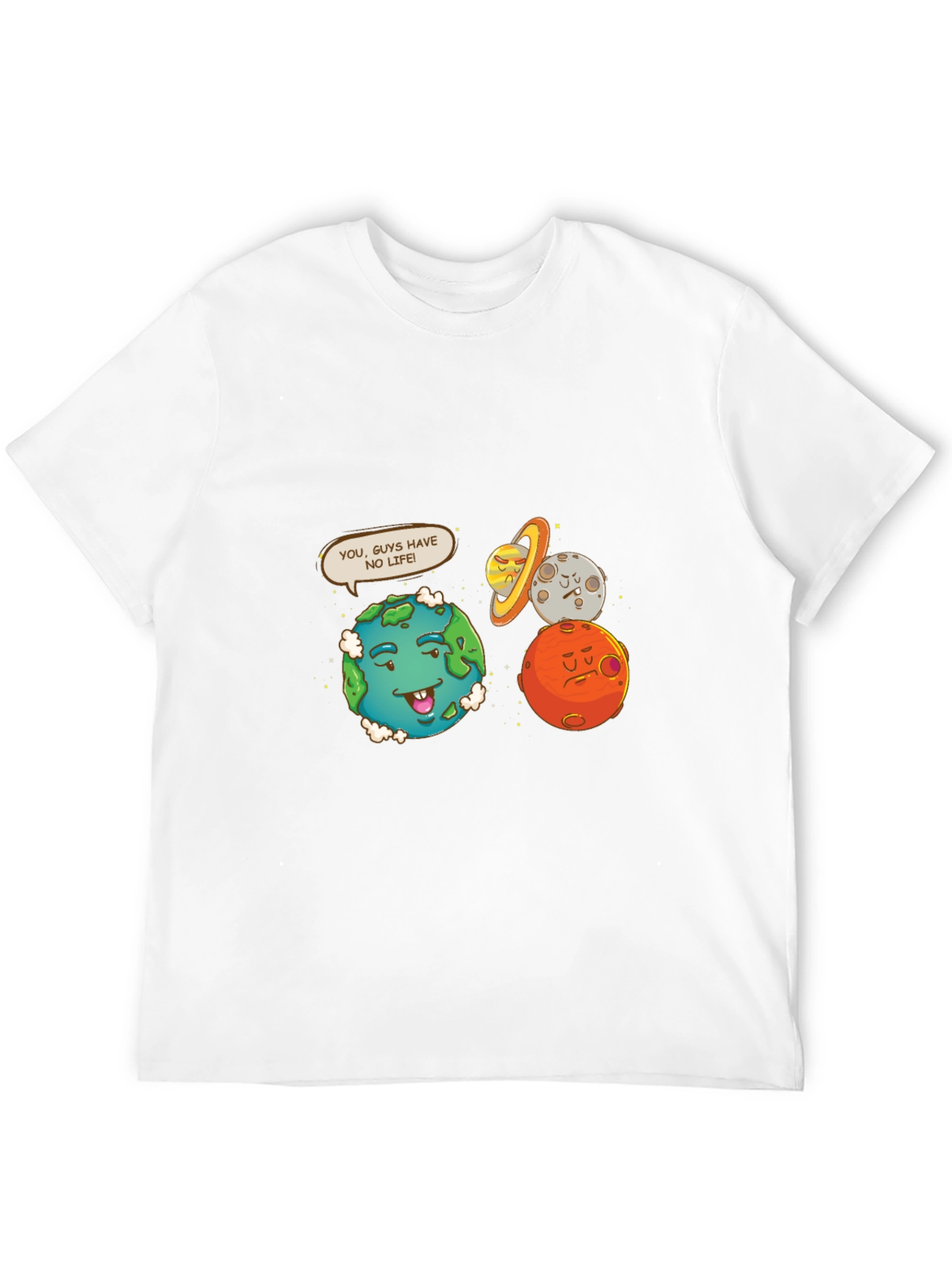 Funny Planet Graphic Tee - No Life Earth Cartoon