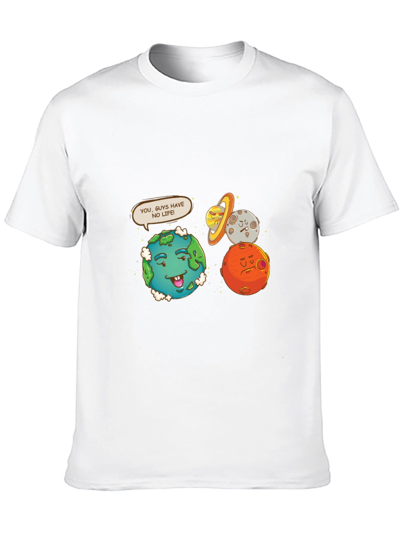 Funny Planet Graphic Tee - No Life Earth Cartoon