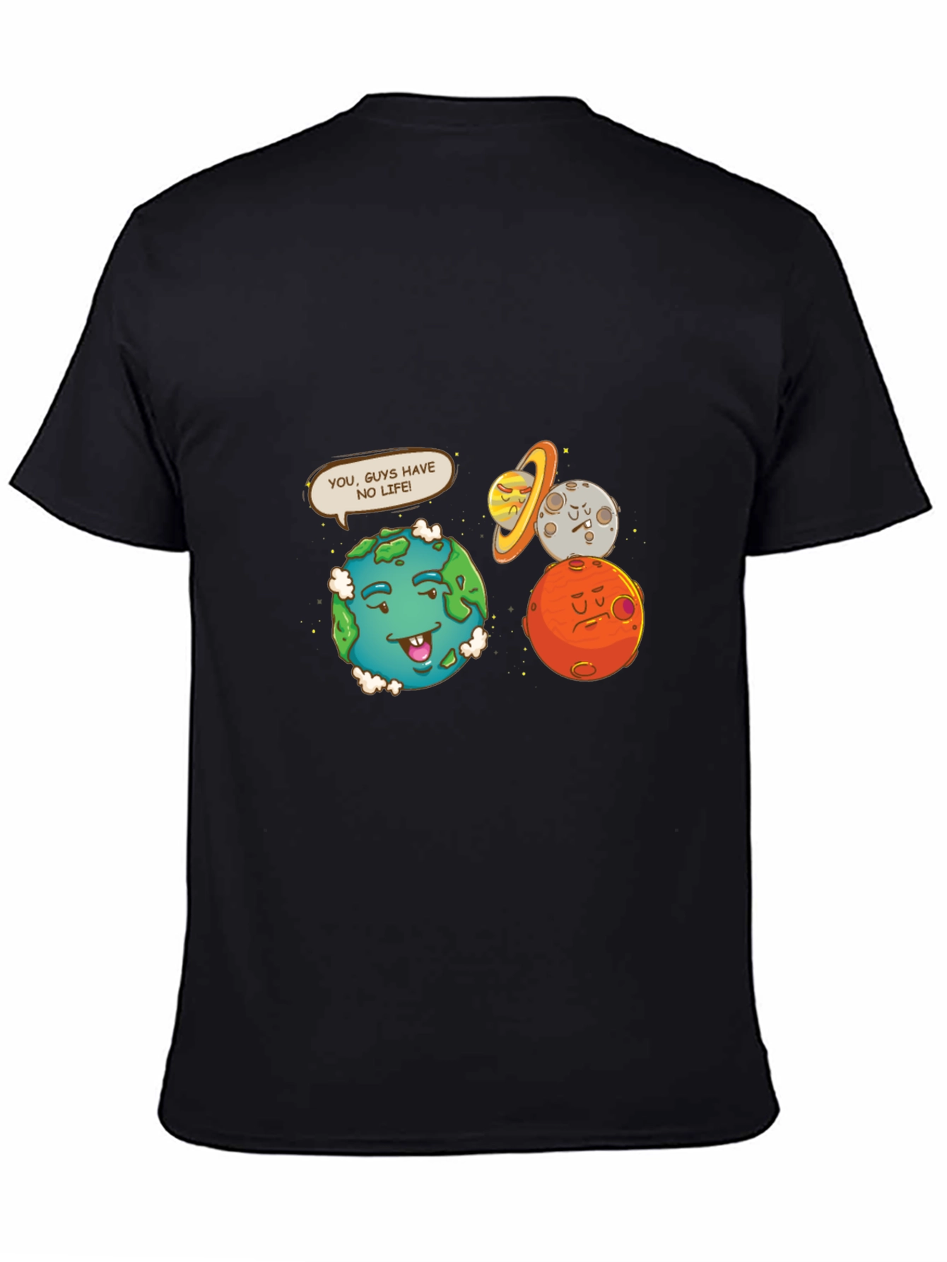 Funny Planet Graphic Tee - No Life Earth Cartoon