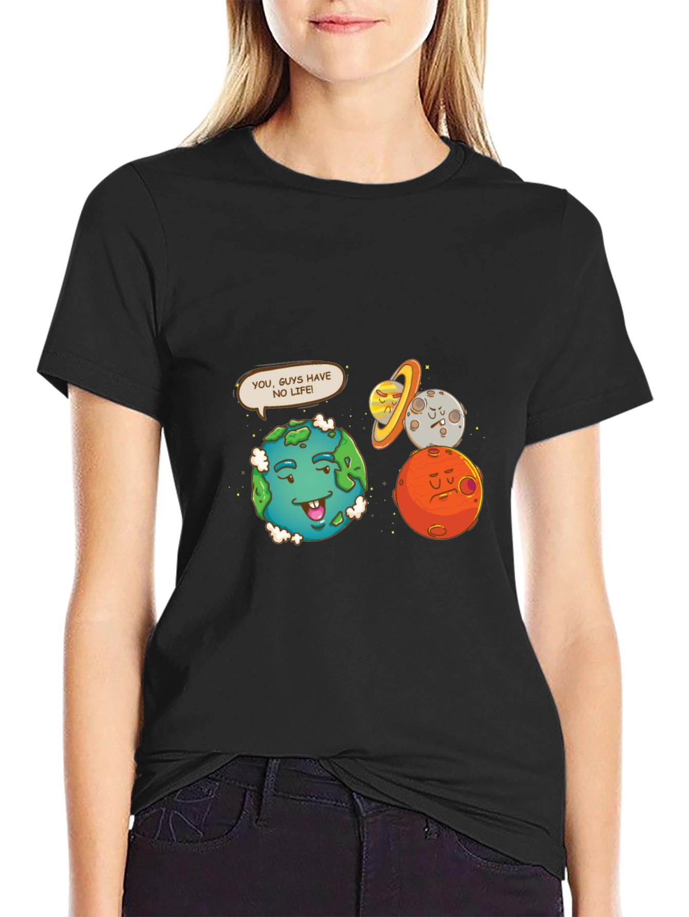 Funny Planet Graphic Tee - No Life Earth Cartoon