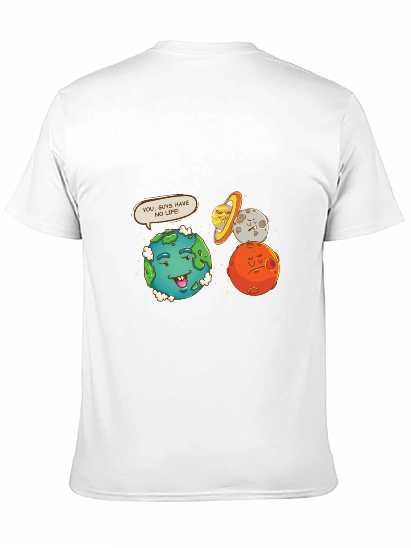 Funny Planet Graphic Tee - No Life Earth Cartoon