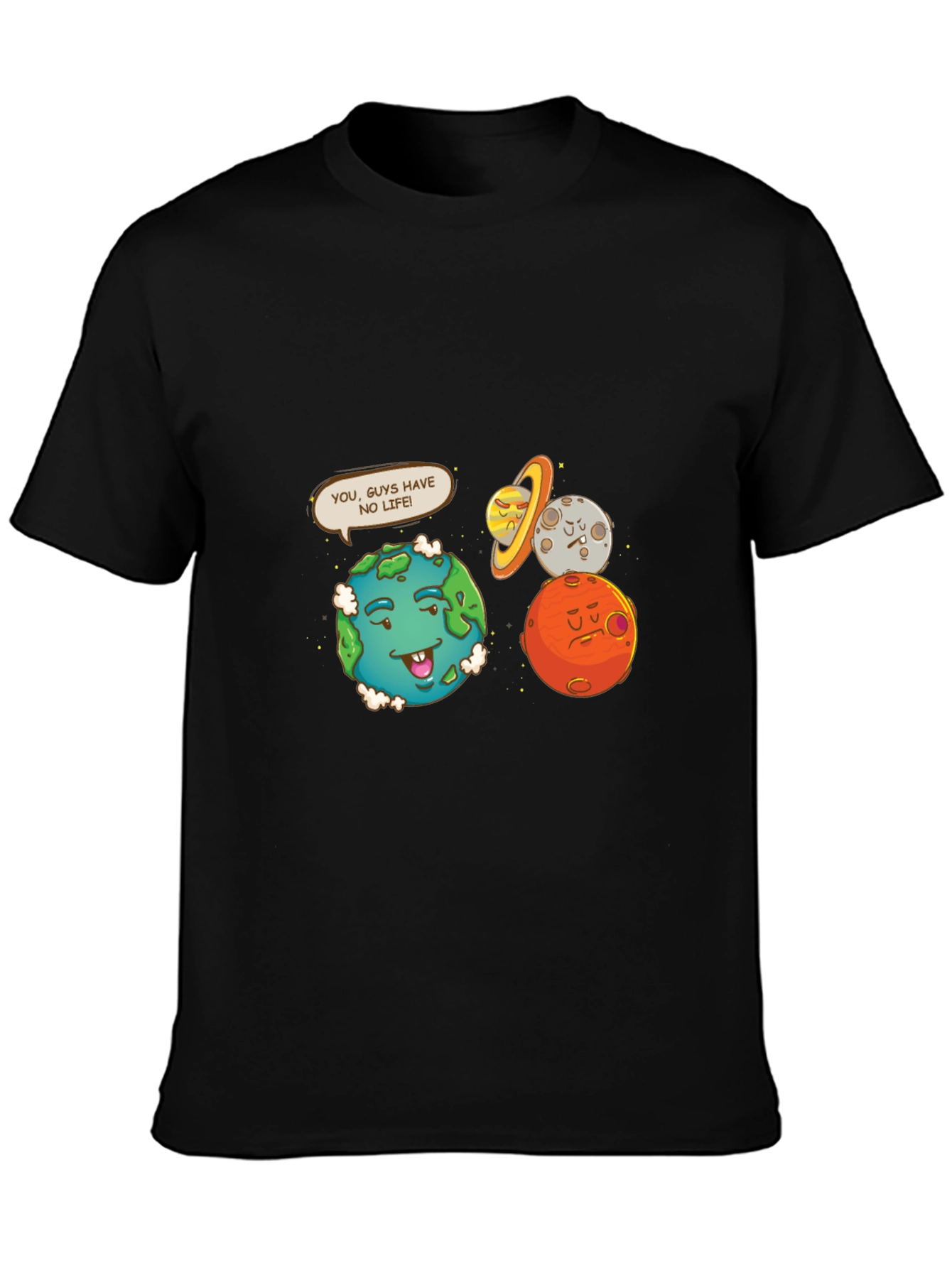 Funny Planet Graphic Tee - No Life Earth Cartoon