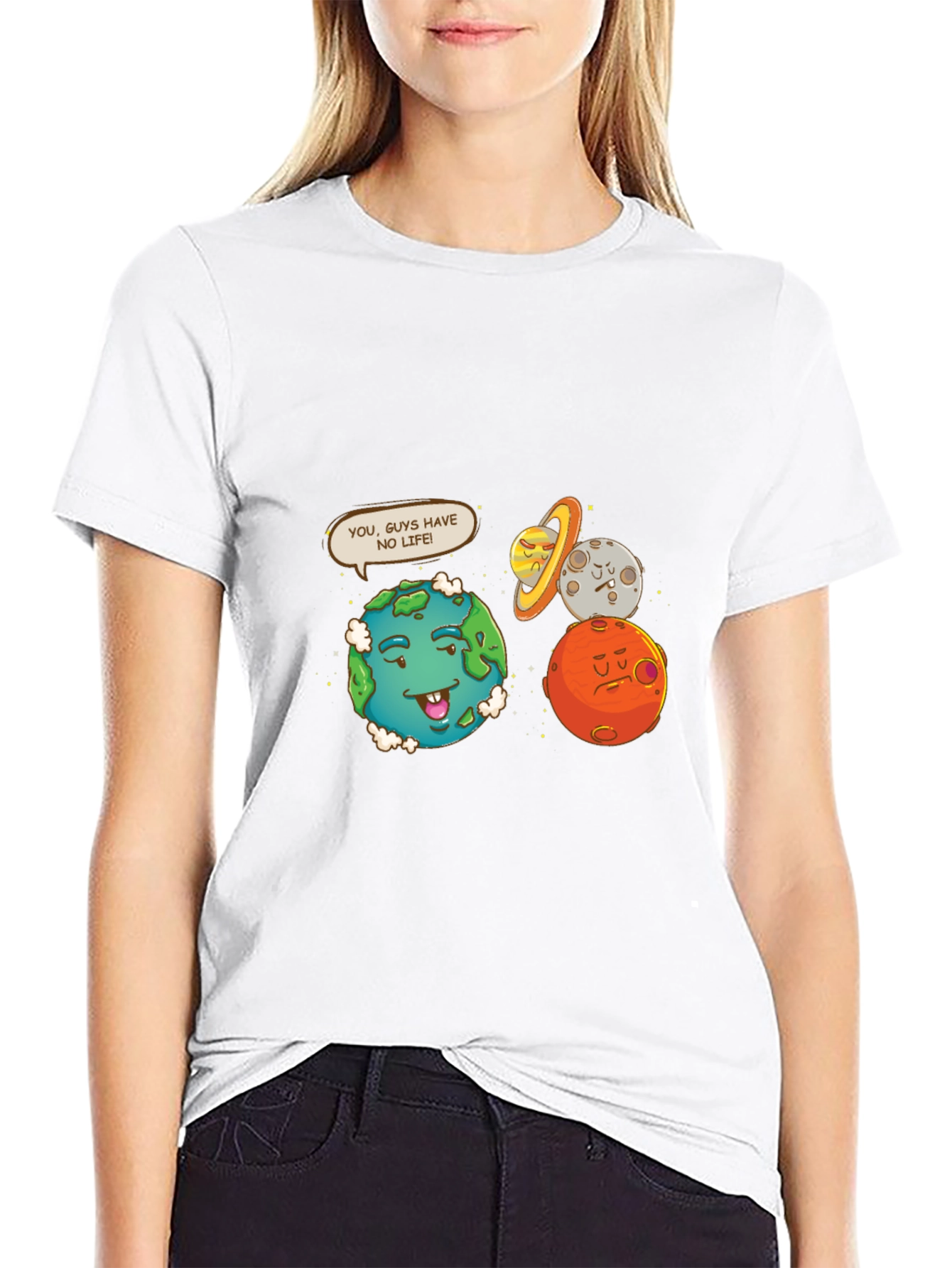 Funny Planet Graphic Tee - No Life Earth Cartoon