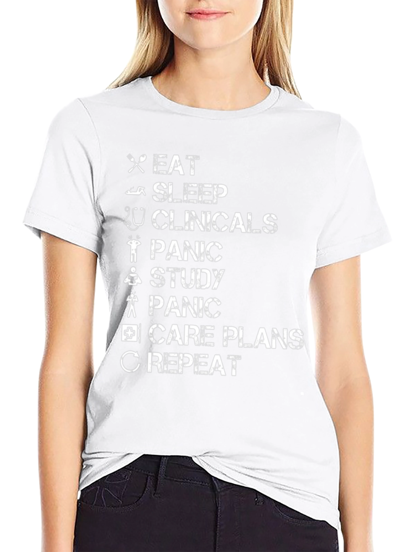 Eat Sleep Clinicals Panic Study Repeat T-Shirt