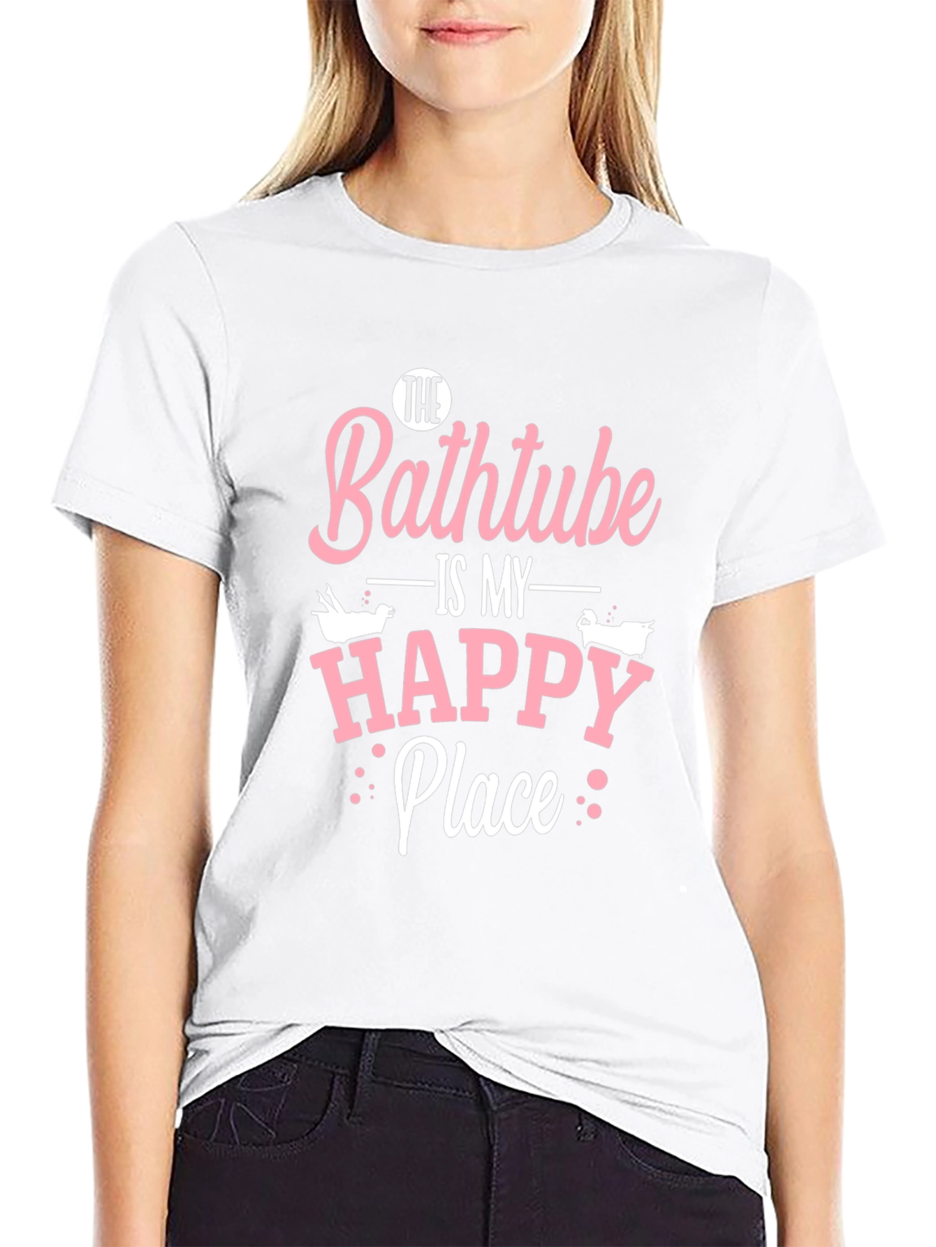 Bathtub is My Happy Place Black T-Shirt