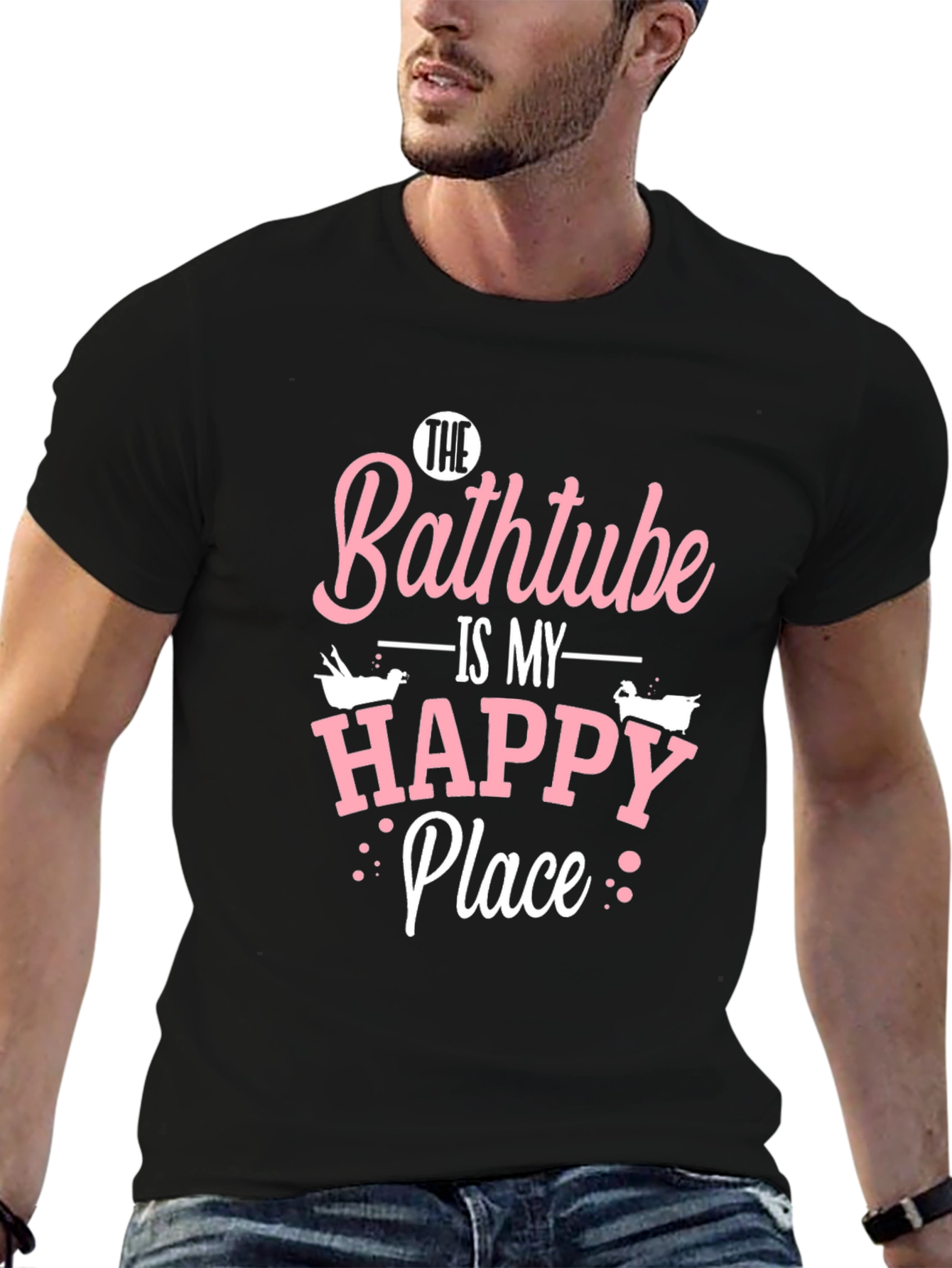 Bathtub is My Happy Place Black T-Shirt