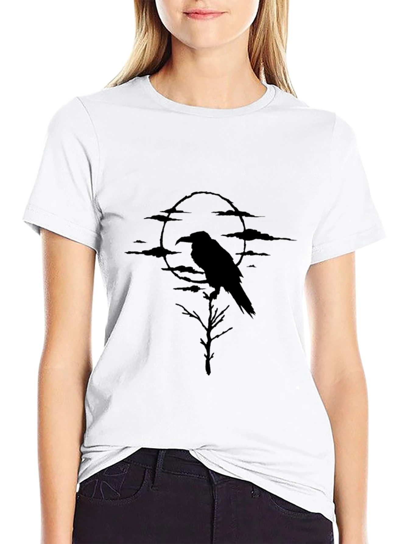 Raven Moon Graphic Tee - Dark & Mysterious T-Shirt