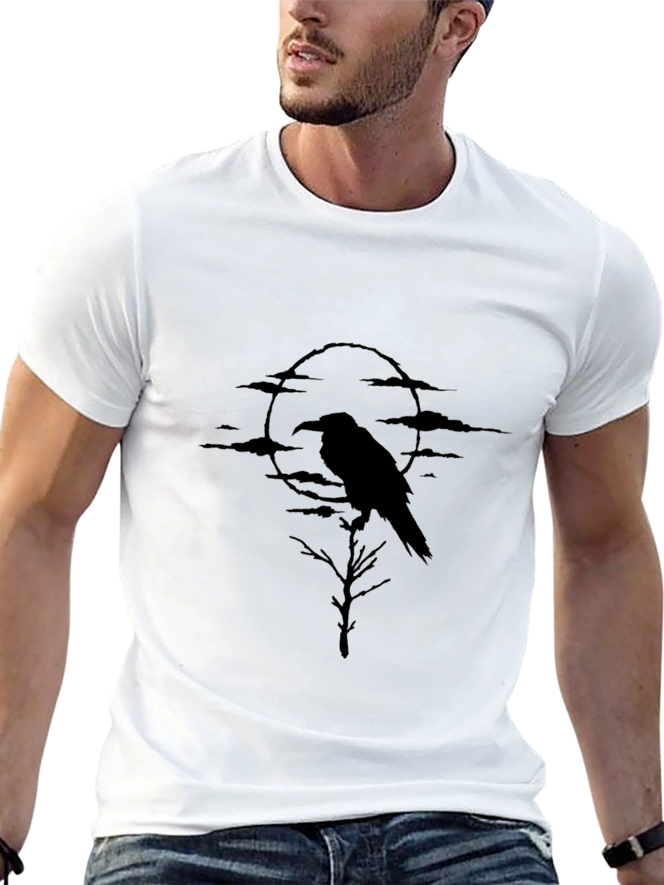 Raven Moon Graphic Tee - Dark & Mysterious T-Shirt