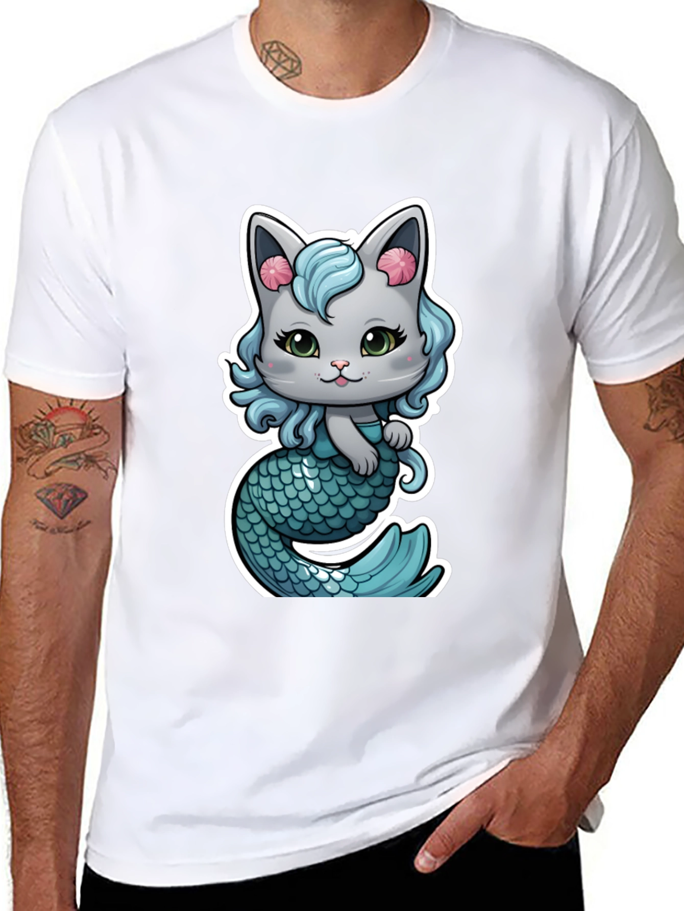 Mermaid Cat Graphic T-Shirt