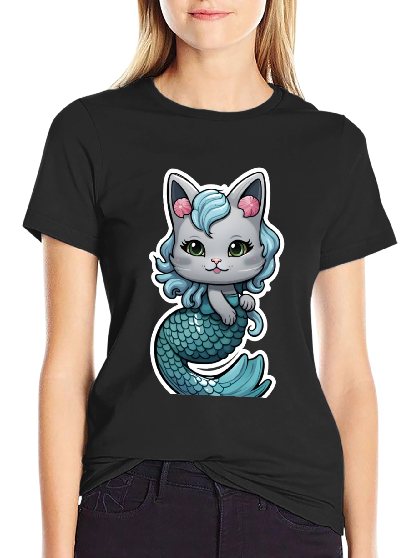 Mermaid Cat Graphic T-Shirt