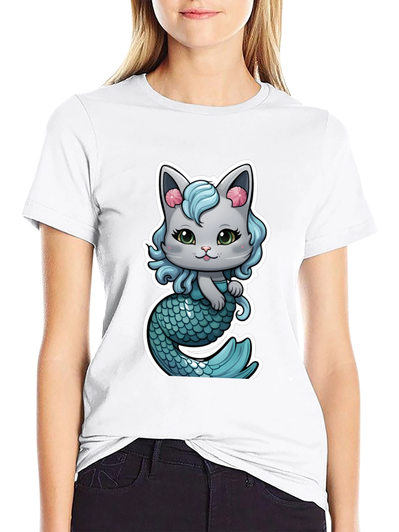 Mermaid Cat Graphic T-Shirt