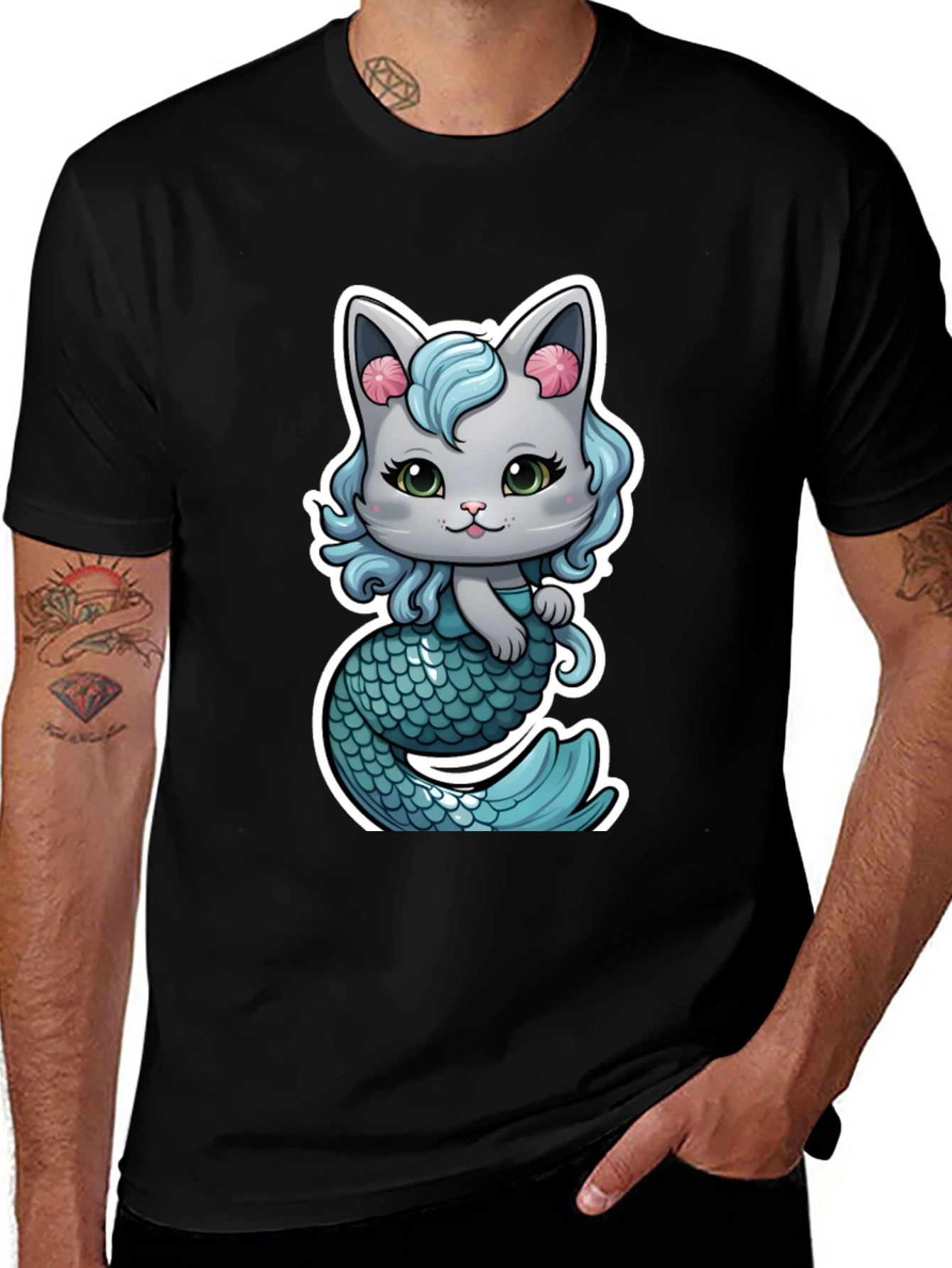 Mermaid Cat Graphic T-Shirt