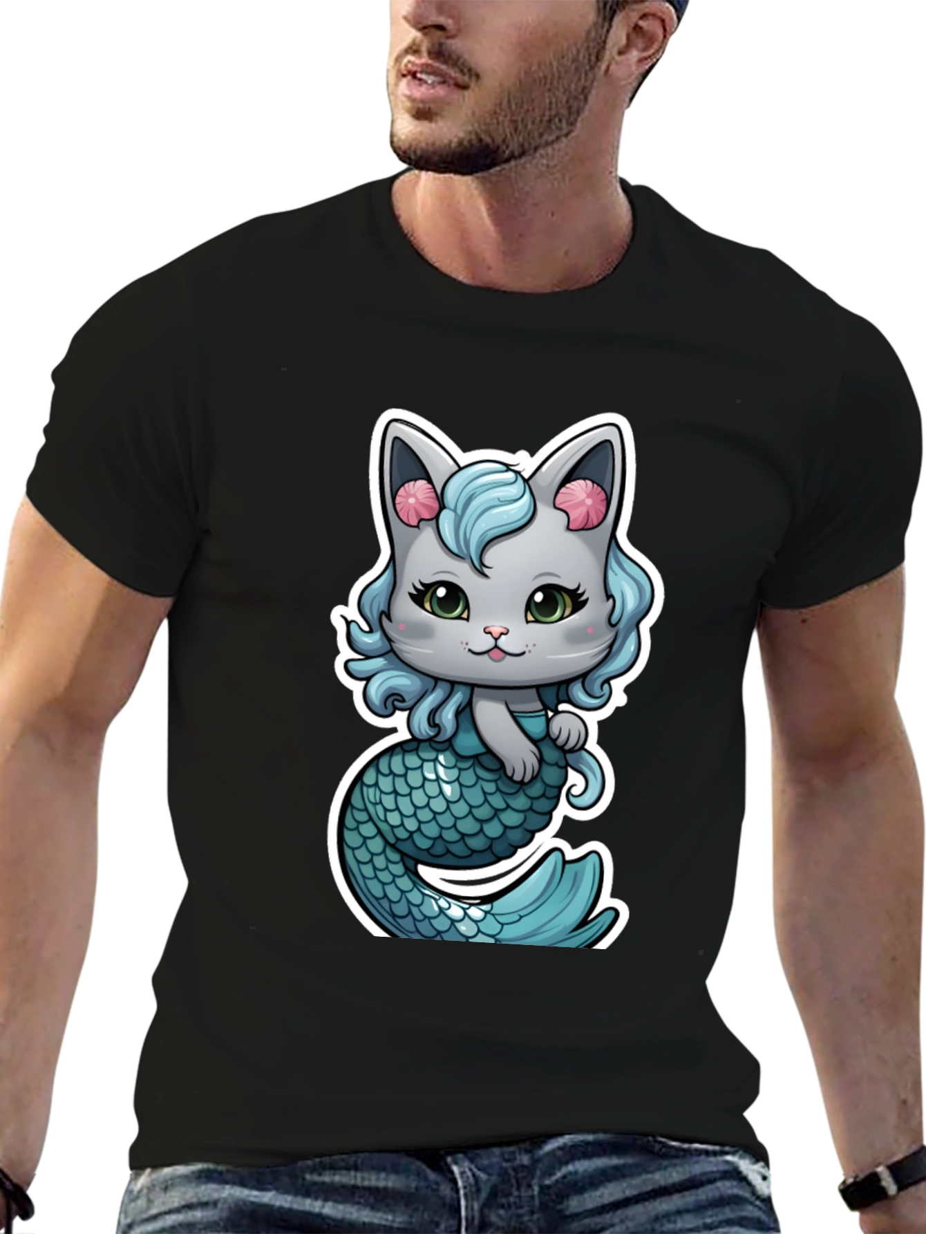 Mermaid Cat Graphic T-Shirt