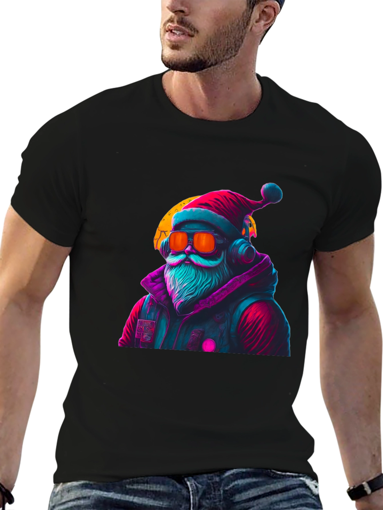 Cyberpunk Santa T-Shirt - Holiday Style