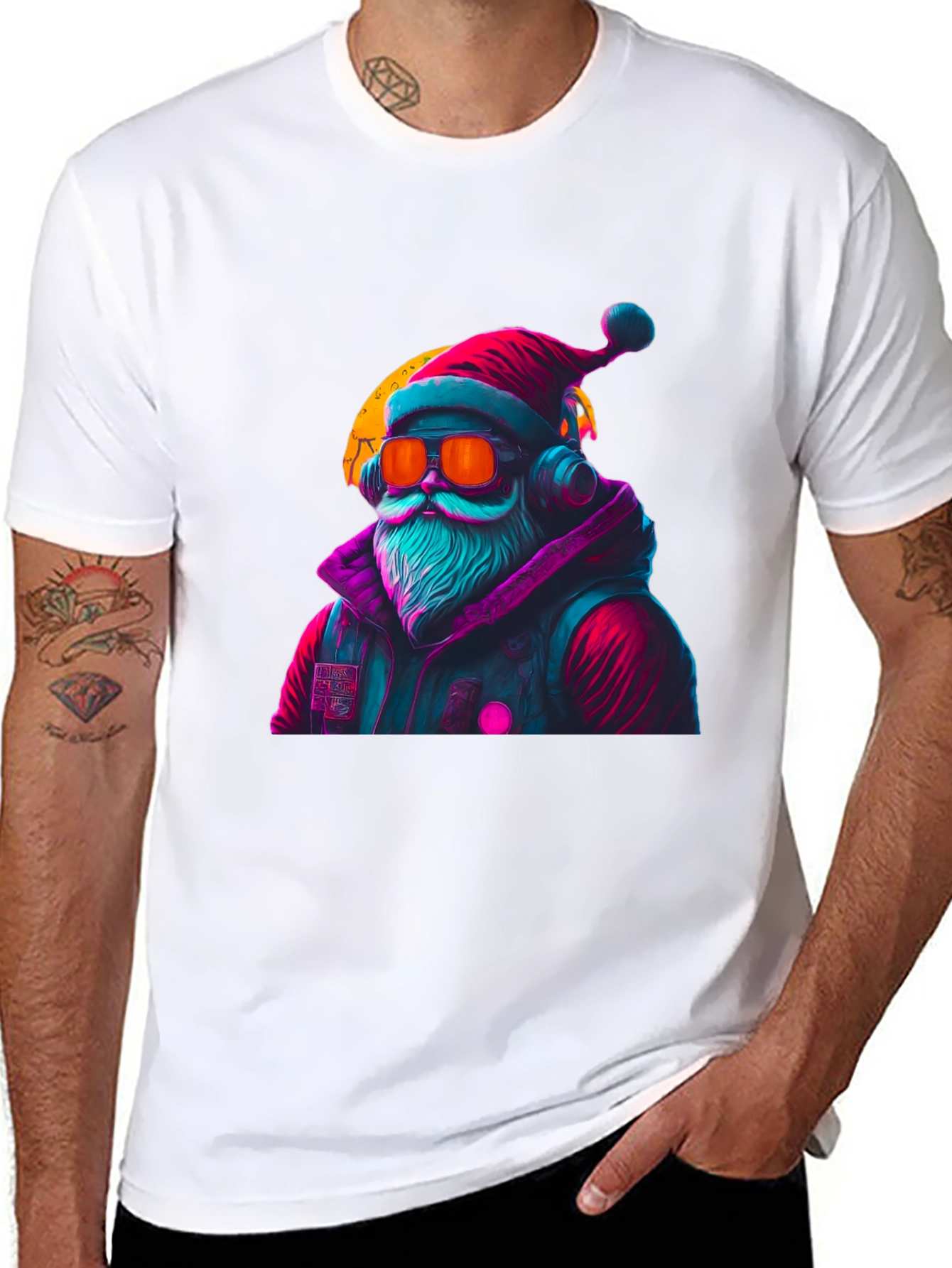 Cyberpunk Santa T-Shirt - Holiday Style