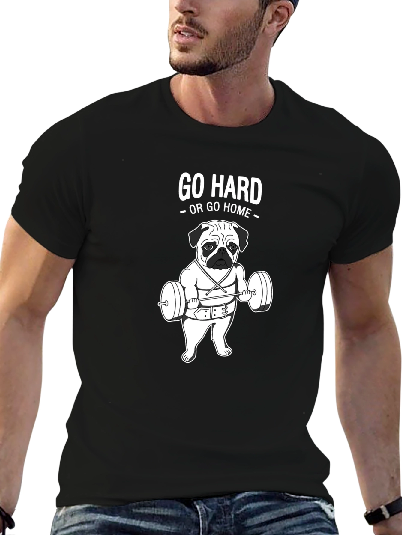 Go Hard Pug Graphic Tee