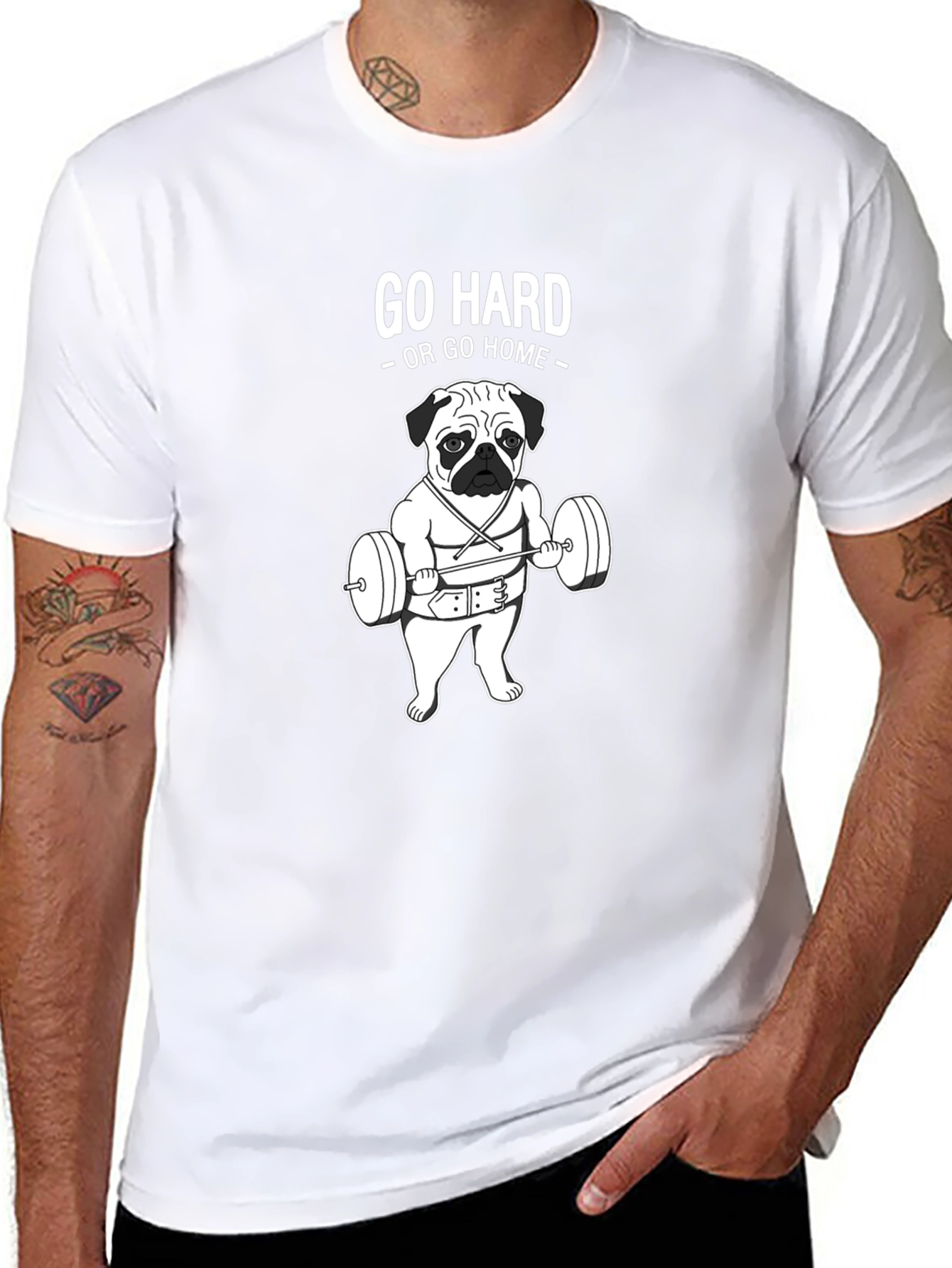 Go Hard Pug Graphic Tee