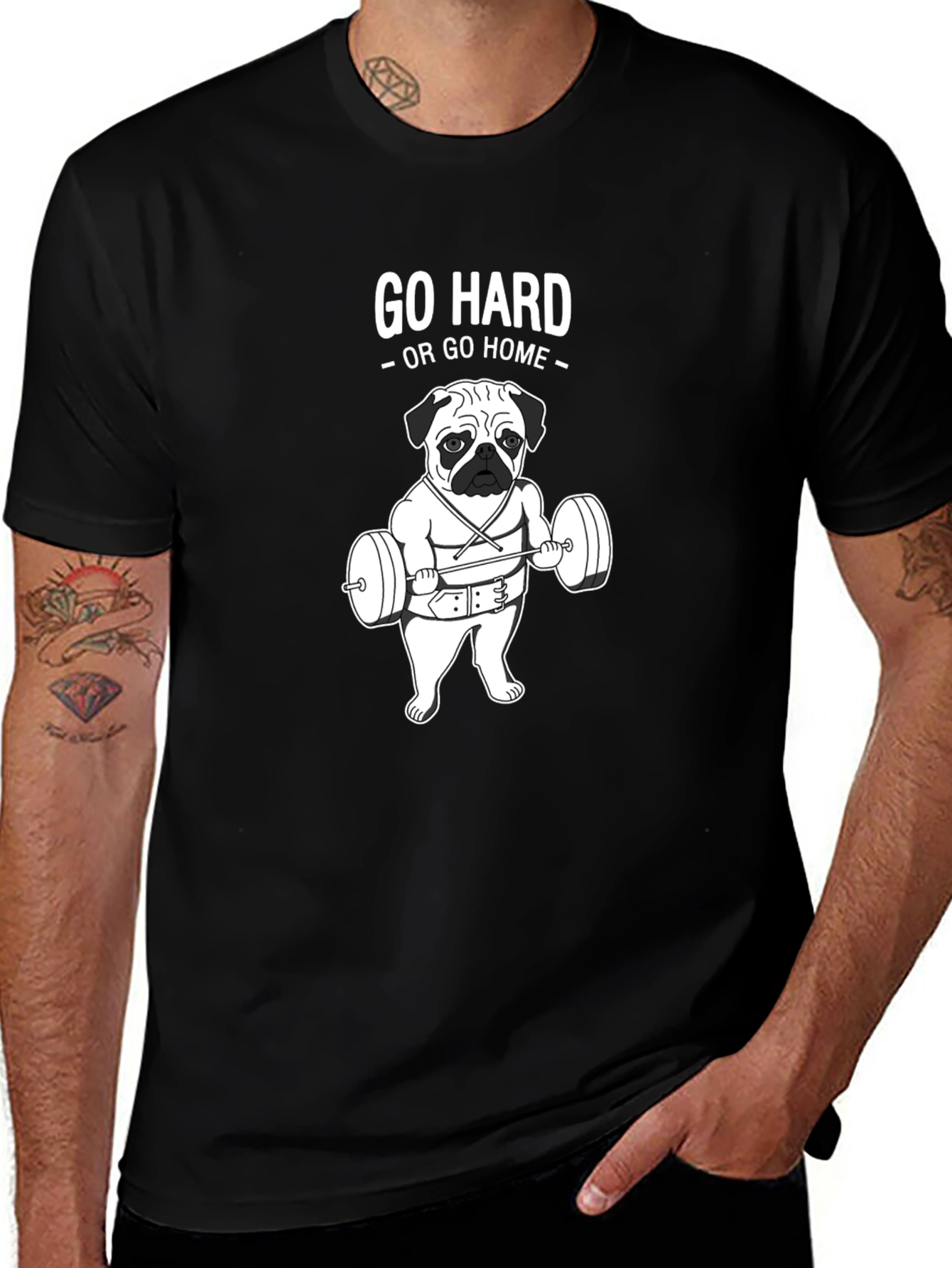 Go Hard Pug Graphic Tee