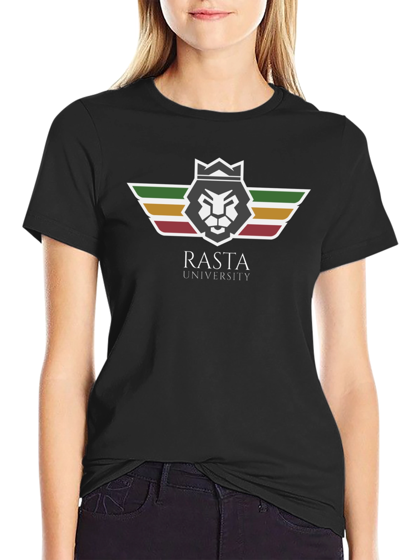 Rasta University Lion Graphic Black T-Shirt