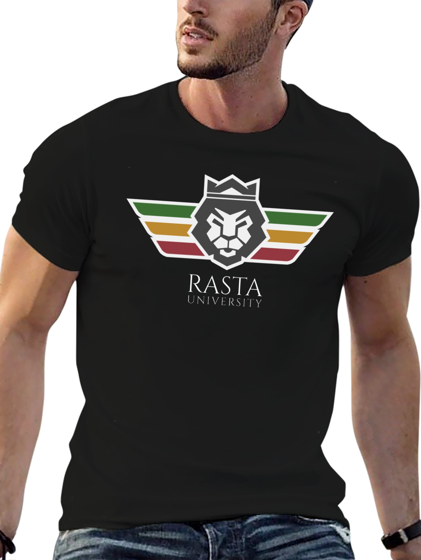 Rasta University Lion Graphic Black T-Shirt