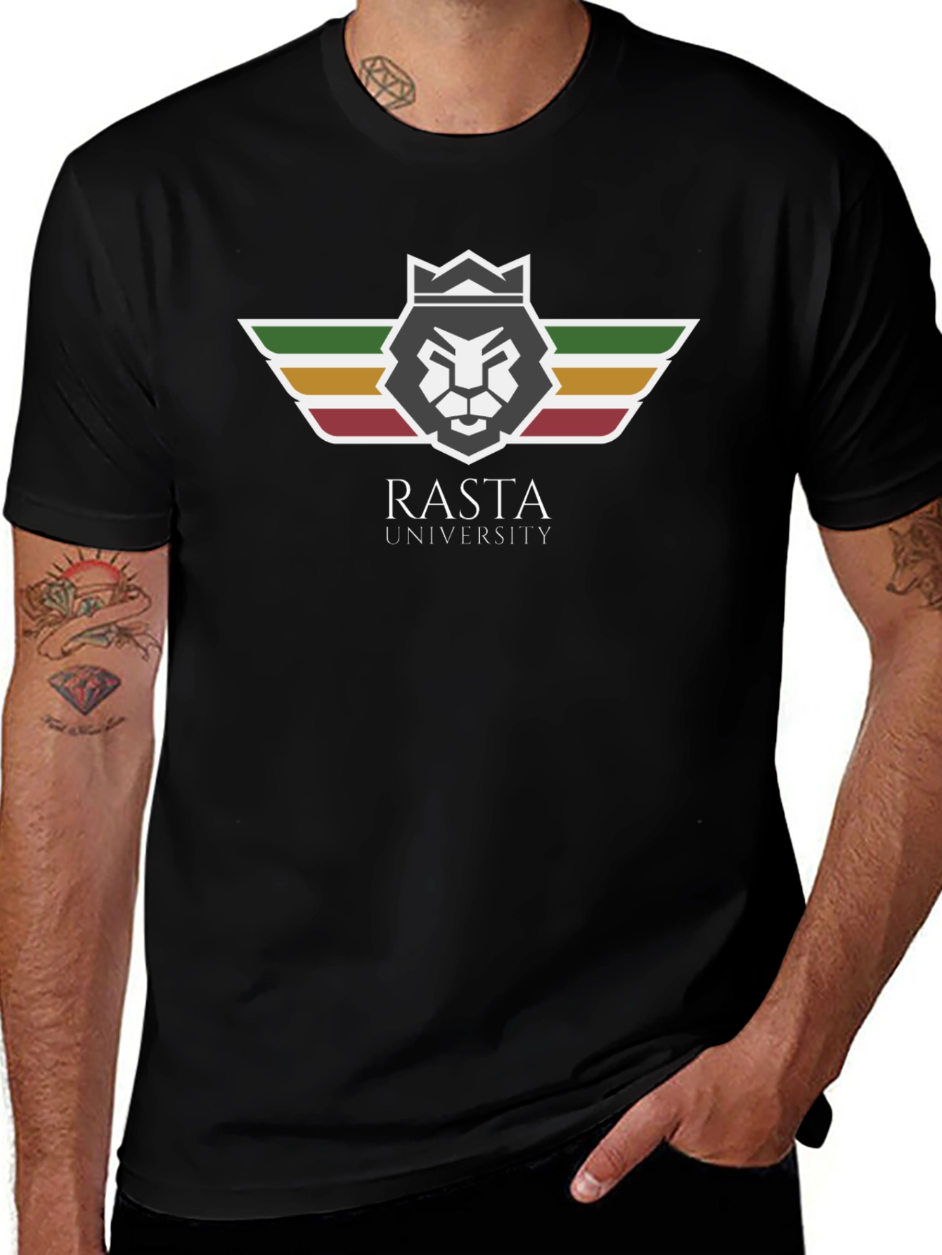 Rasta University Lion Graphic Black T-Shirt