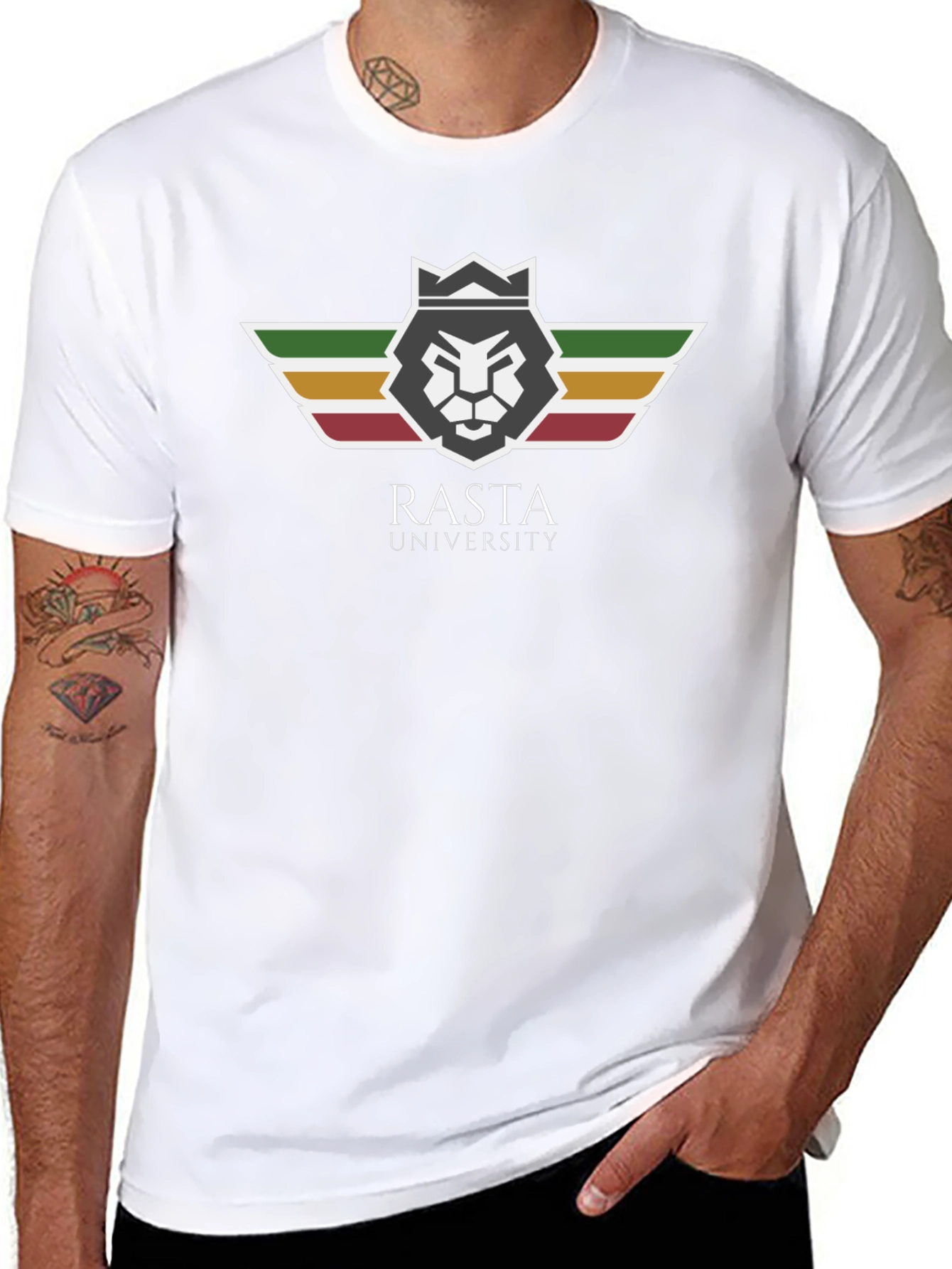 Rasta University Lion Graphic Black T-Shirt