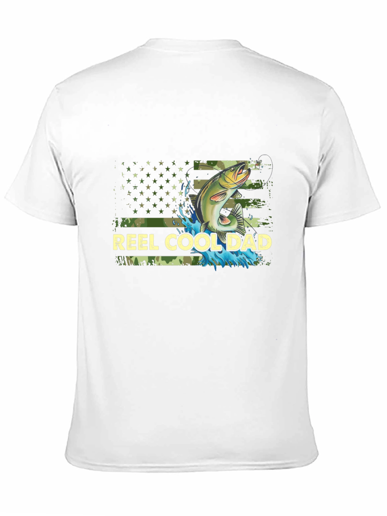 Reel Cool Dad Fishing T-Shirt - Camo USA Flag