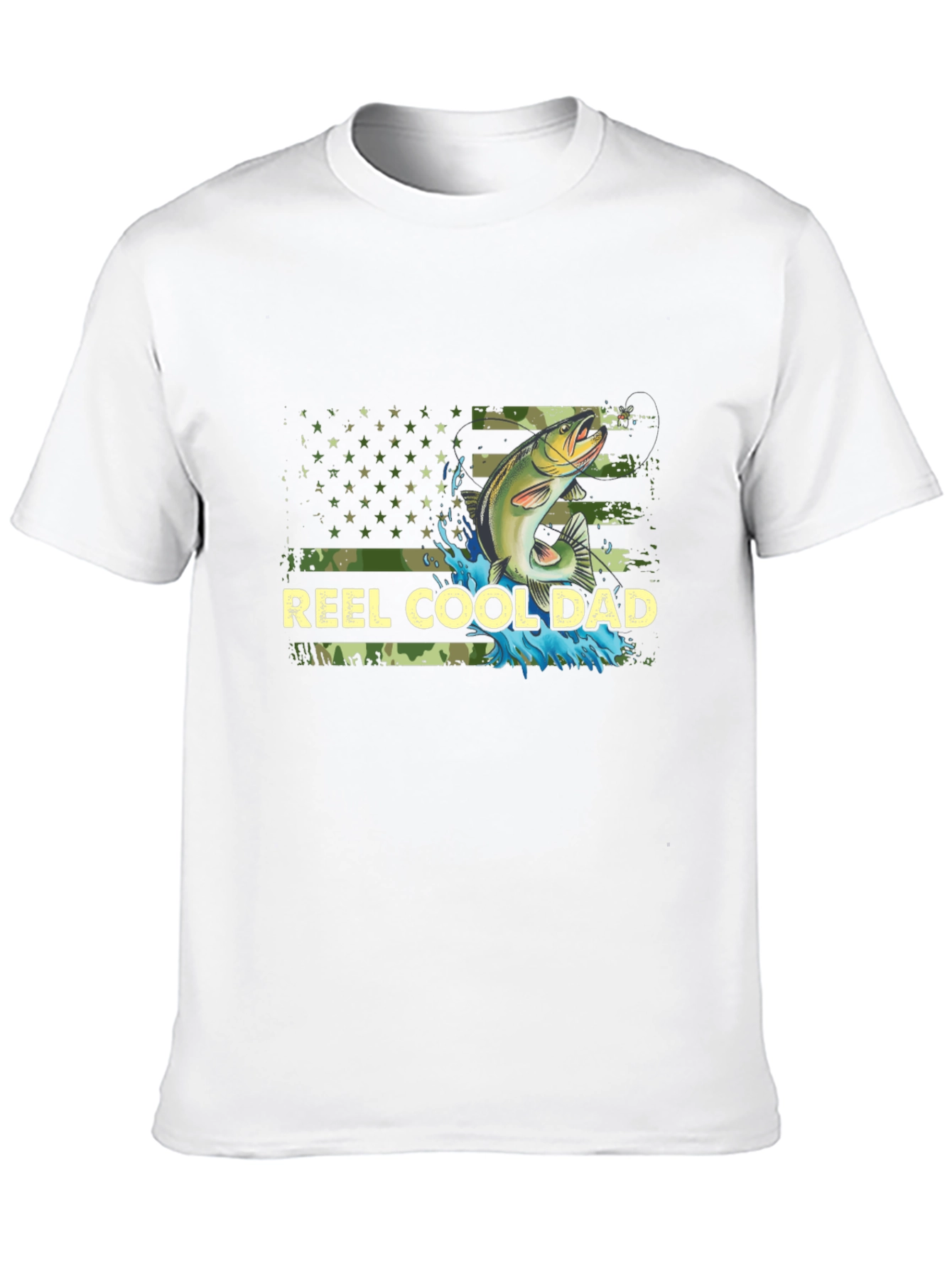 Reel Cool Dad Fishing T-Shirt - Camo USA Flag
