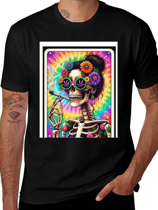Skeleton Hippie T-Shirt - Colorful Graphic Tee