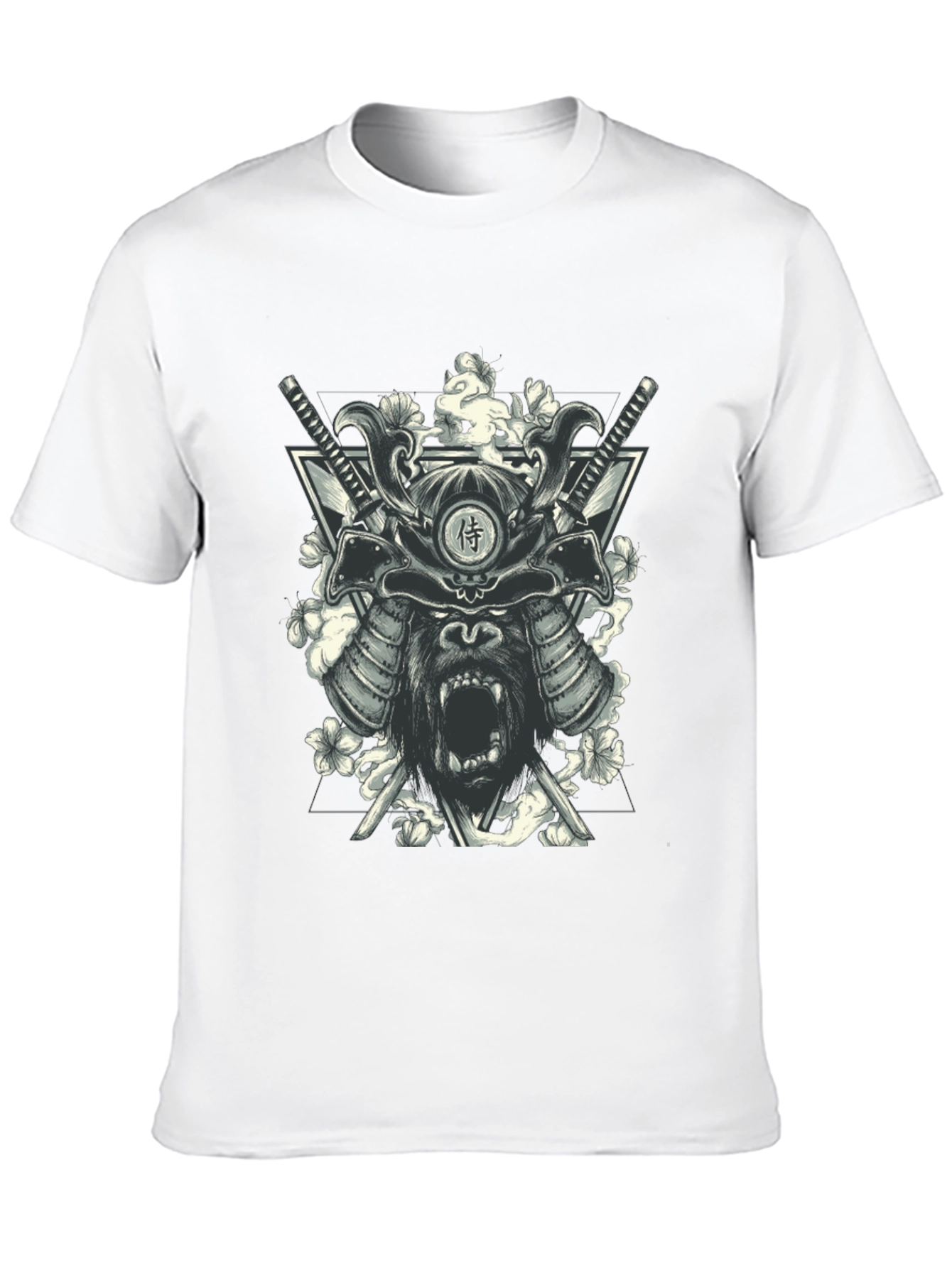 Samurai Gorilla Graphic Print Black T-Shirt