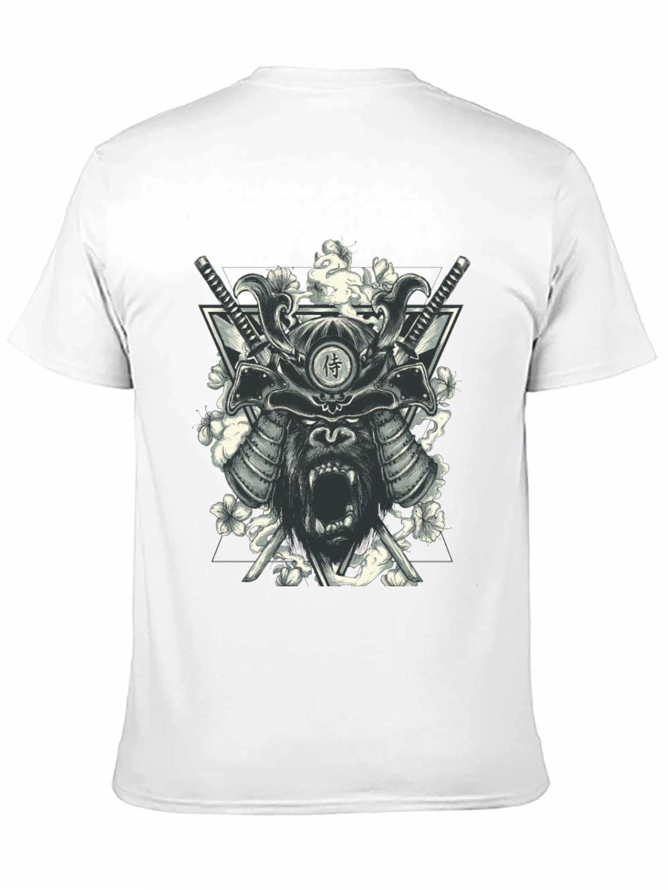 Samurai Gorilla Graphic Print Black T-Shirt