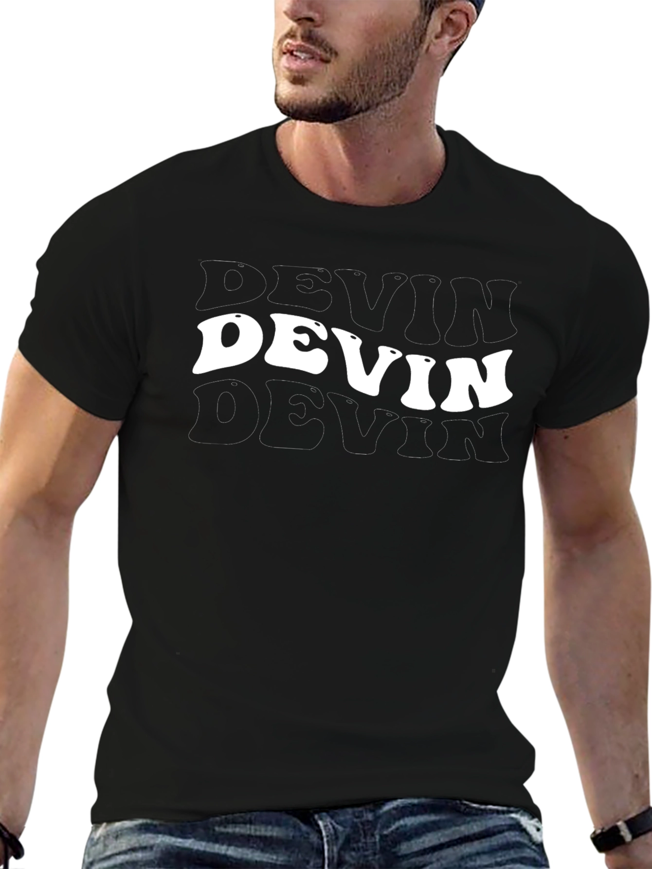 Devin Graphic Print Black T-Shirt