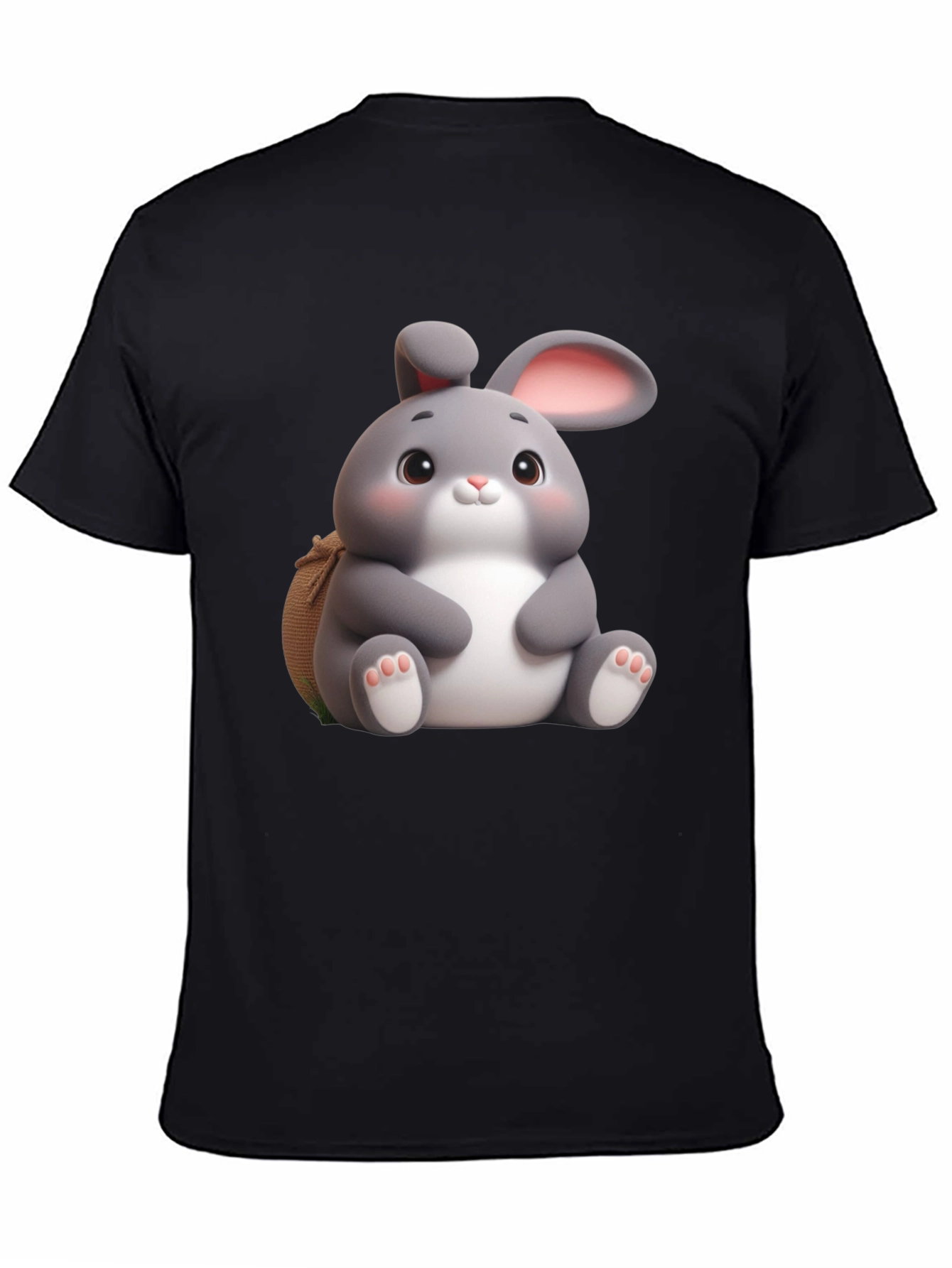 Cute Bunny Graphic Black T-Shirt