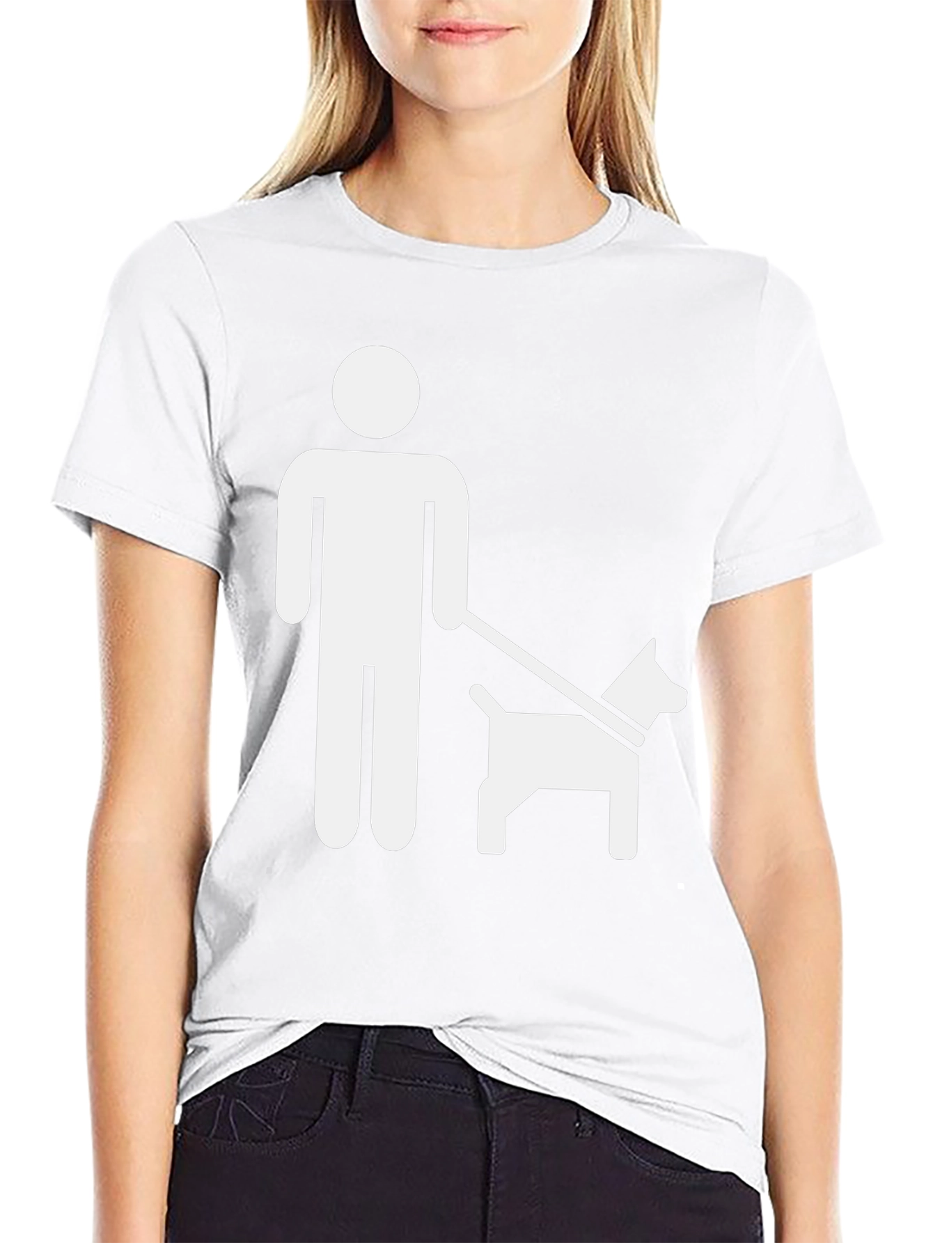 Dog Walker Graphic Tee - Black Cotton Casual T-Shirt