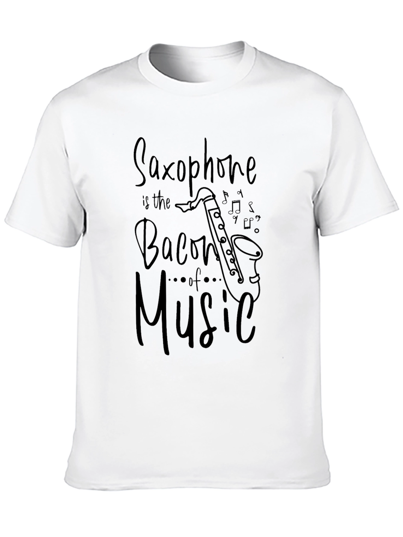 Saxophone Bacon of Music Black T-Shirt