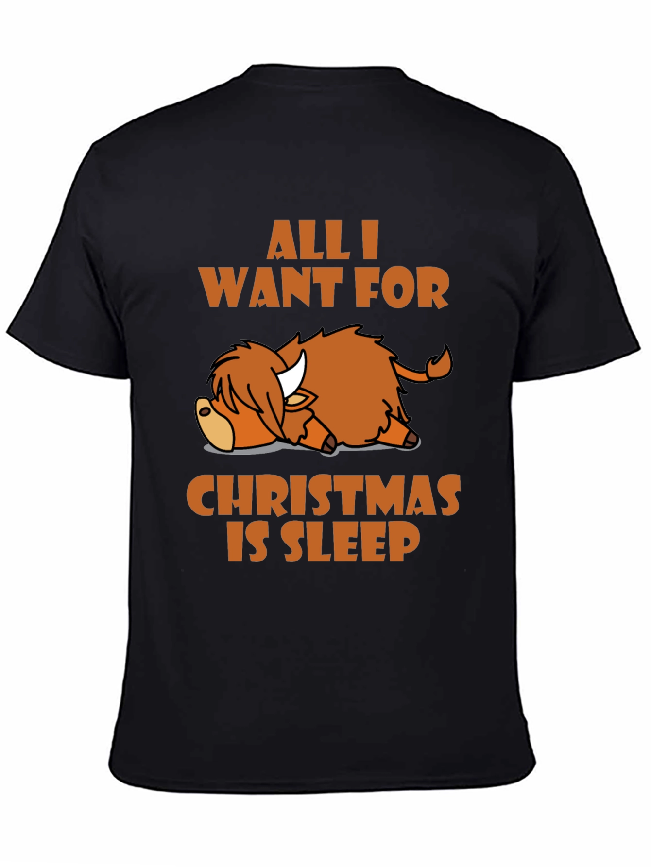 Sleepy Highland Cow Christmas T-Shirt