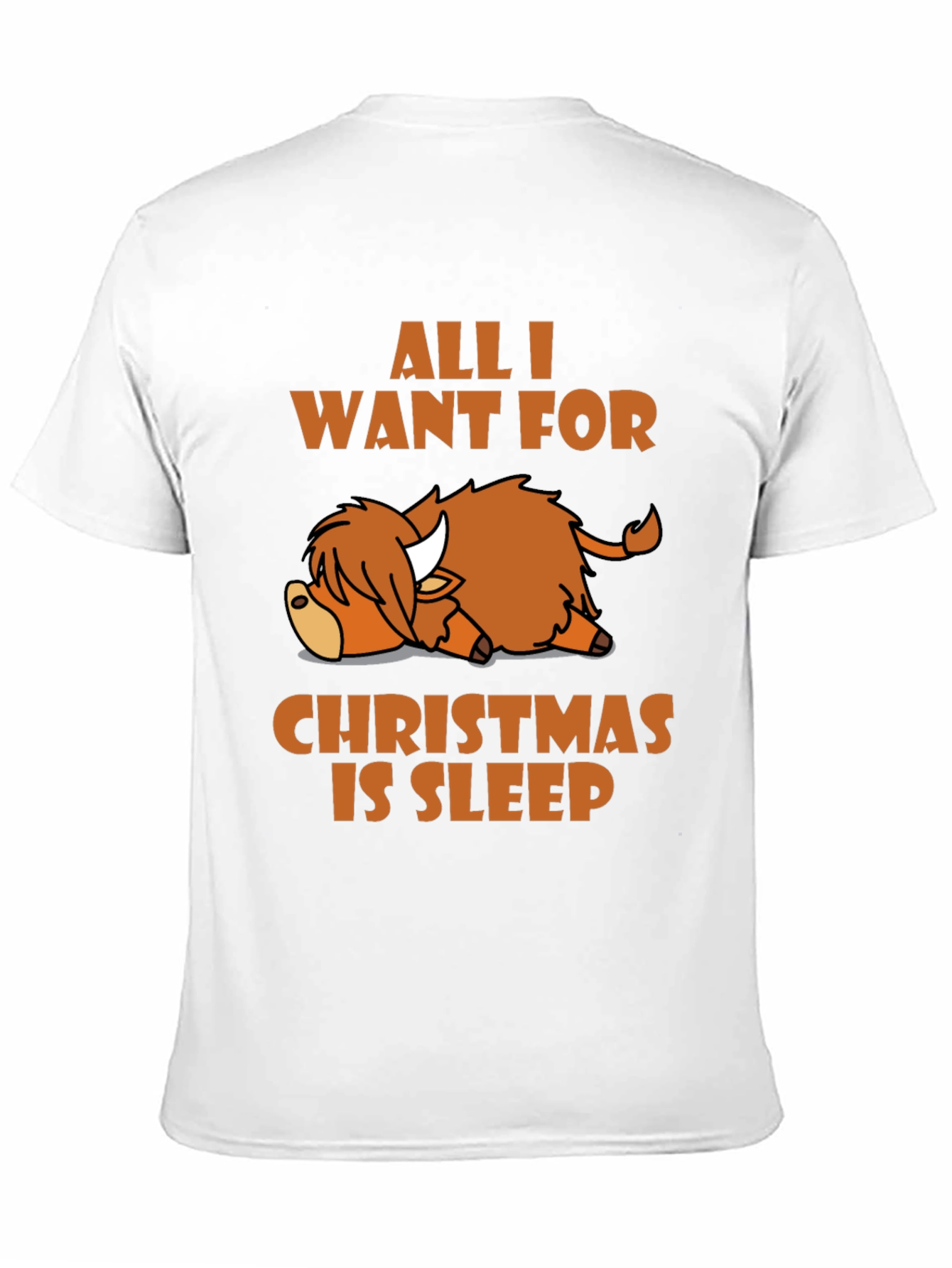 Sleepy Highland Cow Christmas T-Shirt