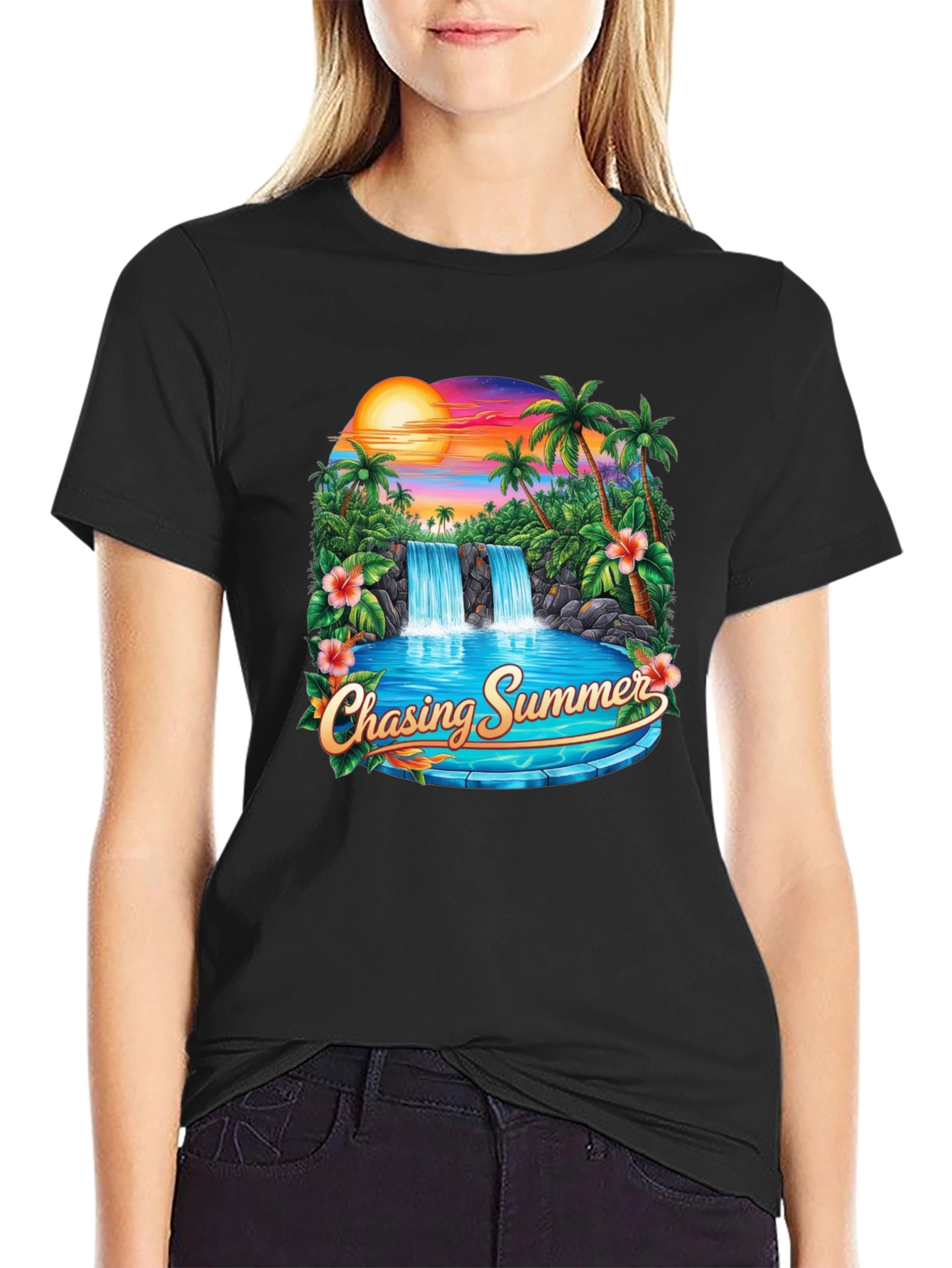 Chasing Summer Graphic T-Shirt - Tropical Paradise Tee