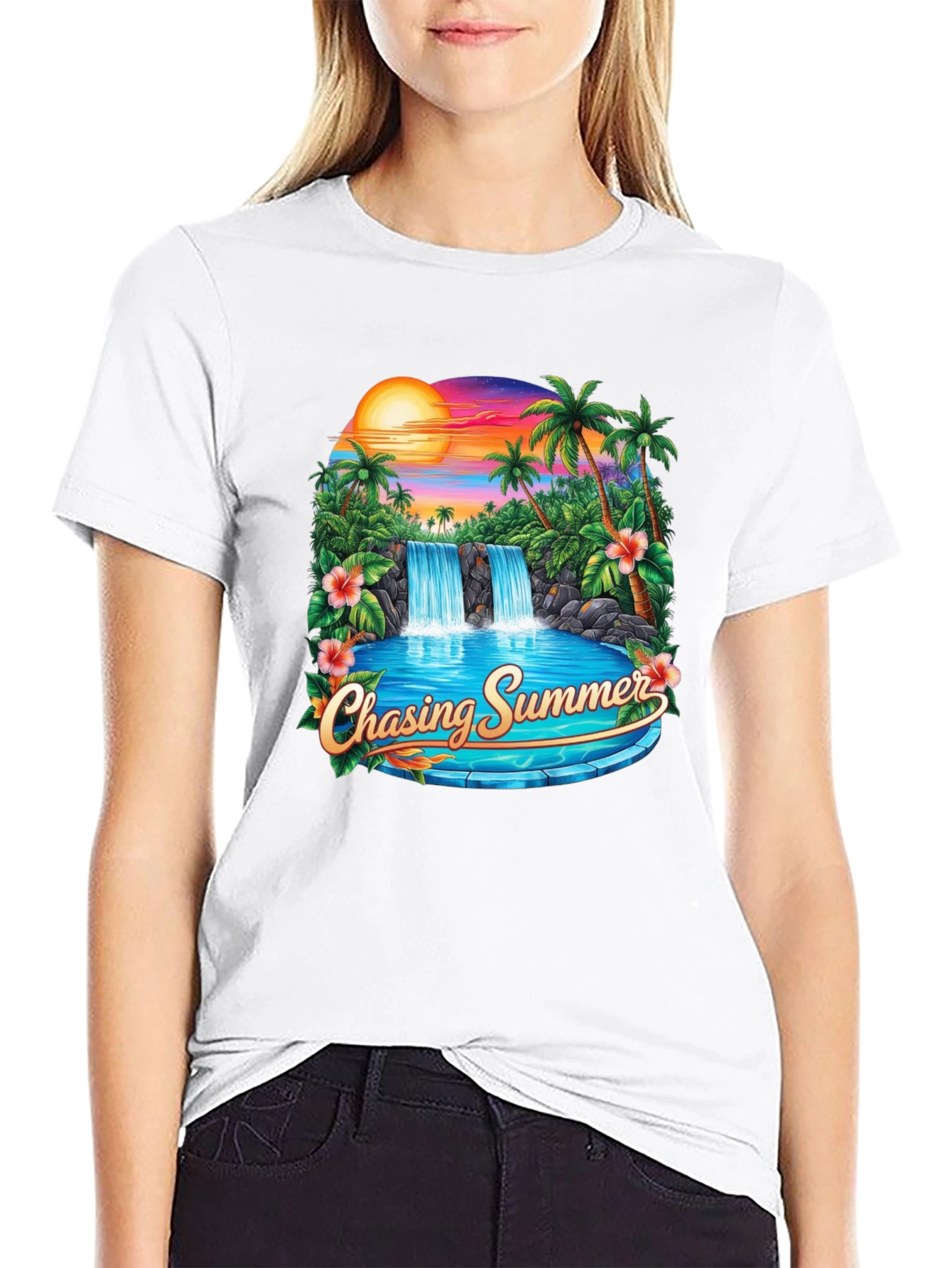 Chasing Summer Graphic T-Shirt - Tropical Paradise Tee