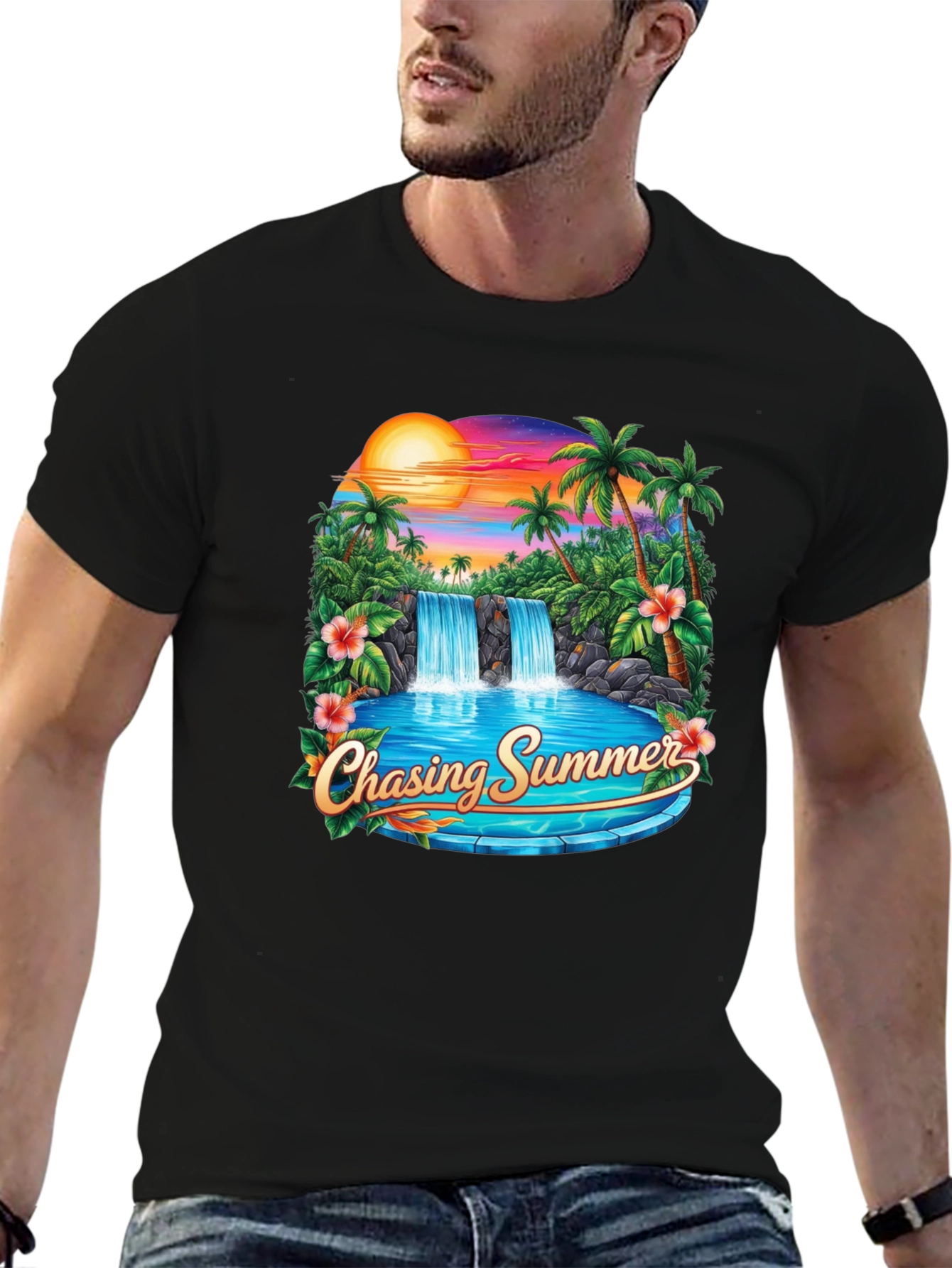 Chasing Summer Graphic T-Shirt - Tropical Paradise Tee