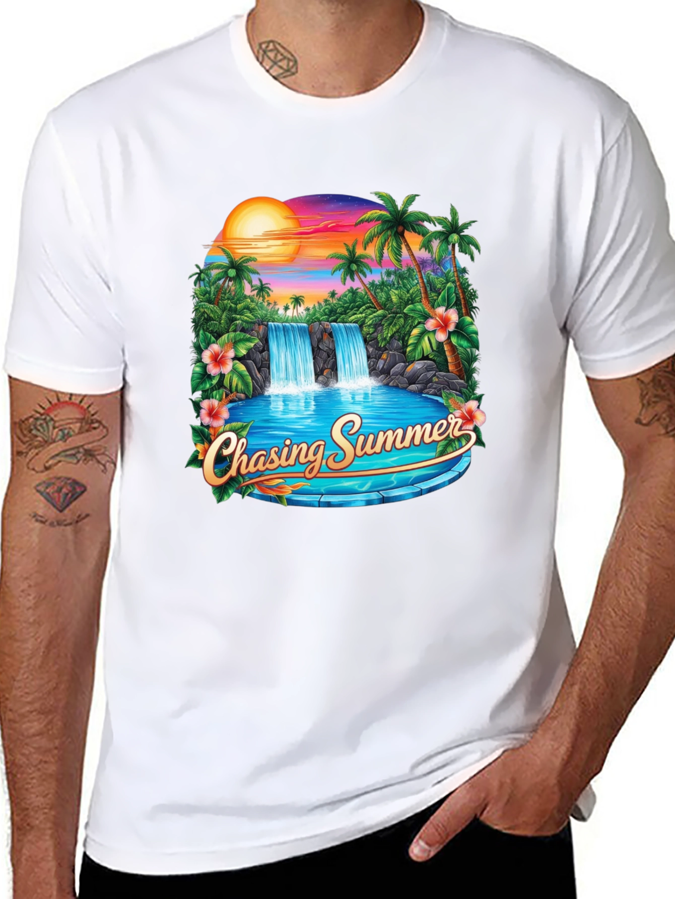 Chasing Summer Graphic T-Shirt - Tropical Paradise Tee