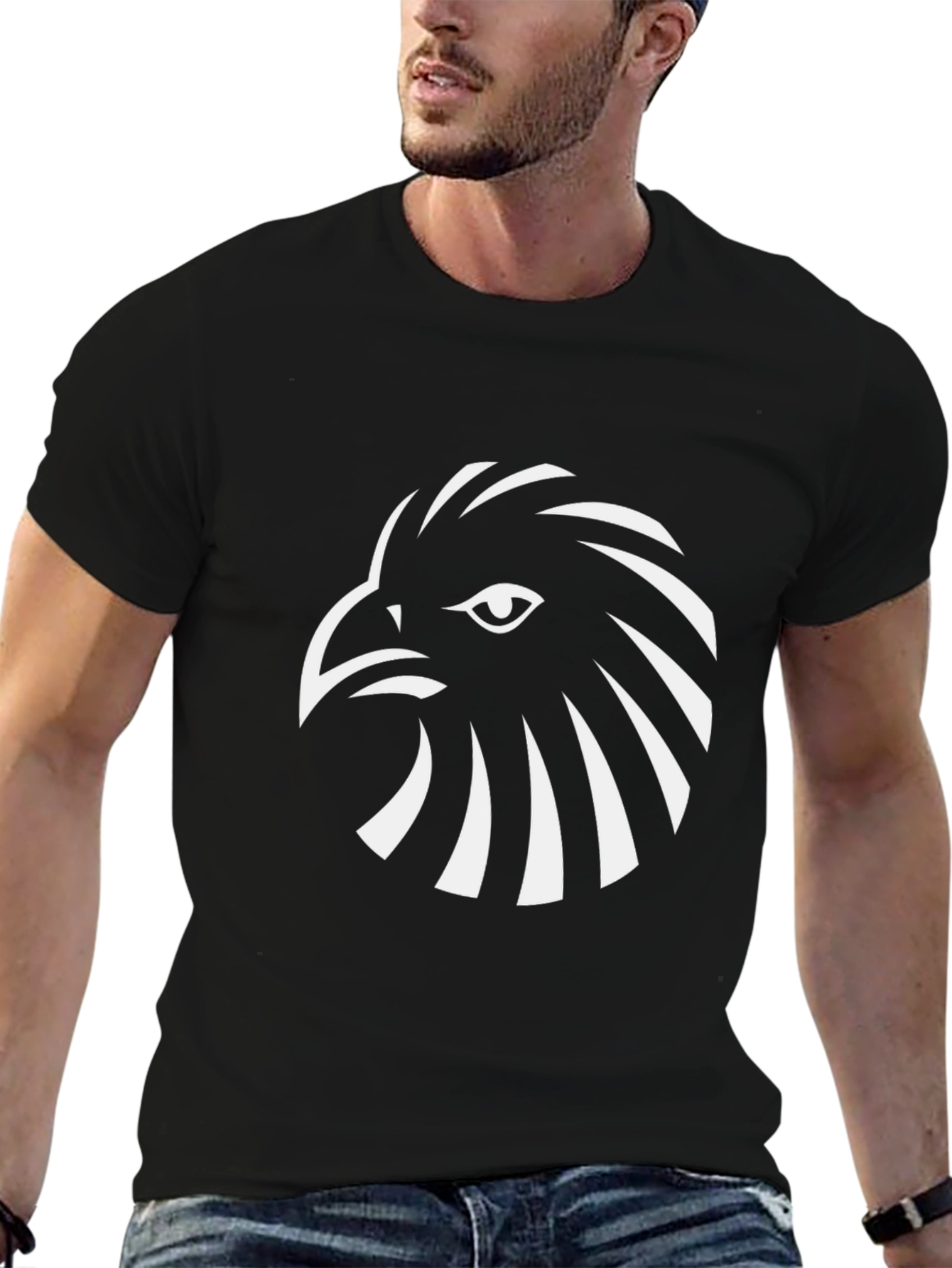 Black T-Shirt with Eagle Graphic