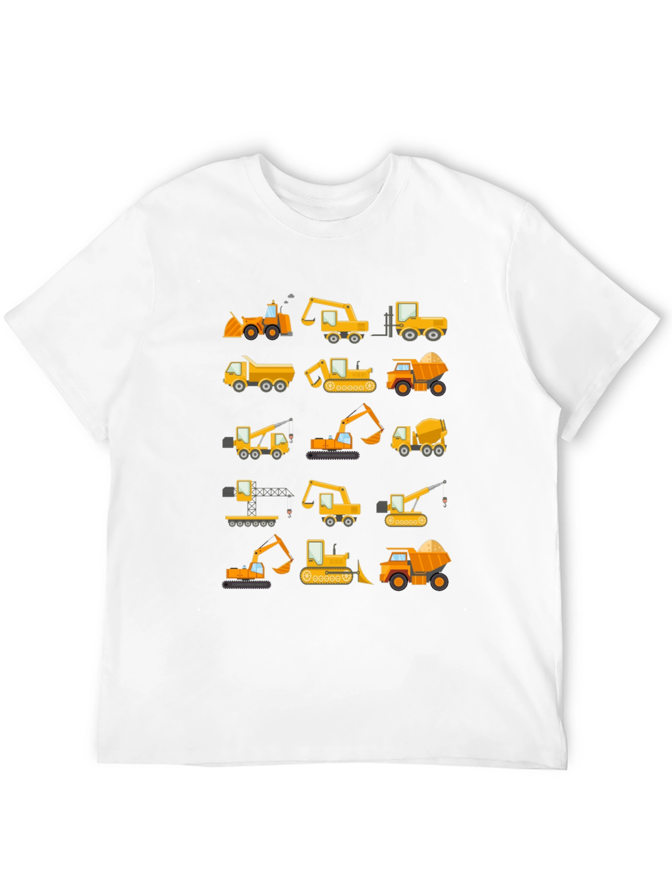 Construction Vehicles Pattern T-Shirt