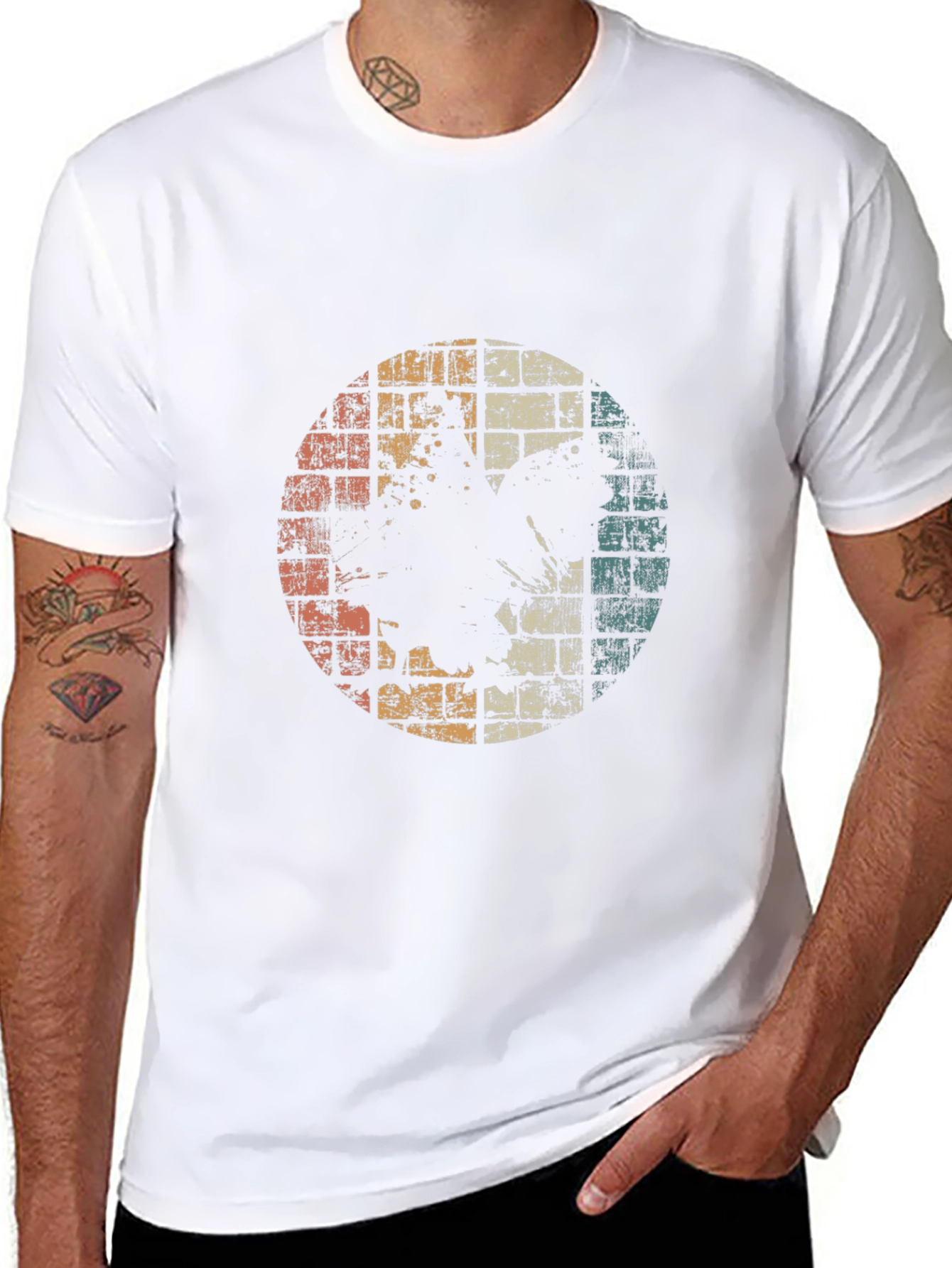 Retro Graphic Tee - Distressed Circle Design