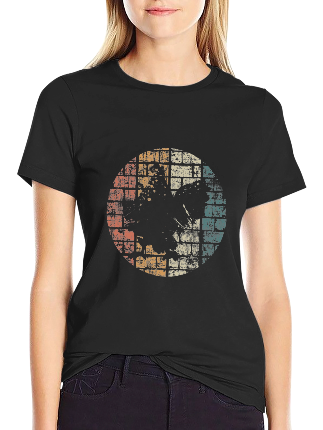 Retro Graphic Tee - Distressed Circle Design